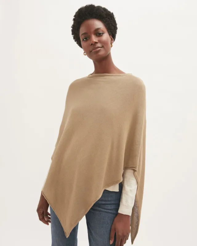 Cotton Blend Knitted Poncho | Beige sold by Jigsaw