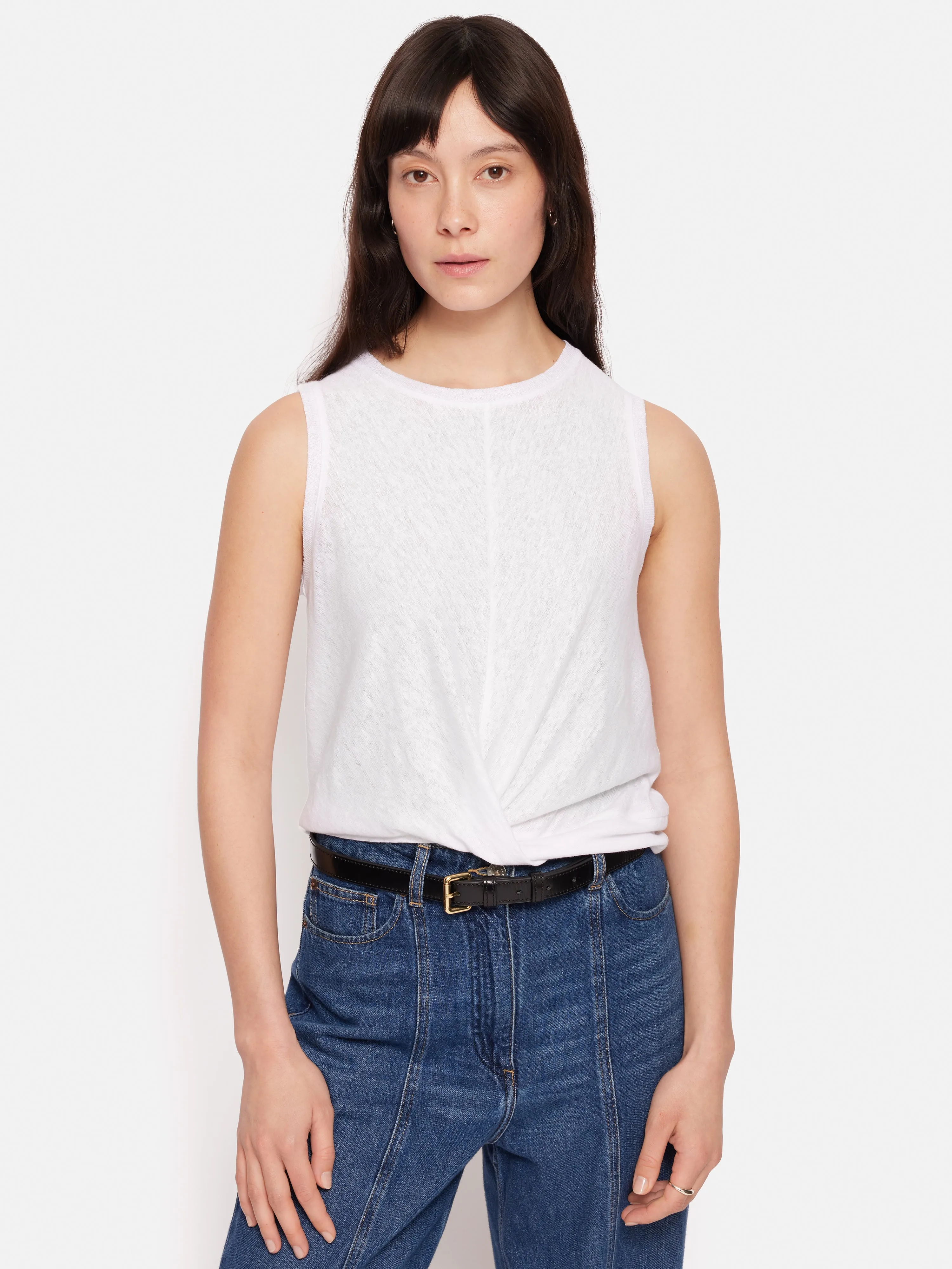Linen Twist Front Top | White sold by Jigsaw