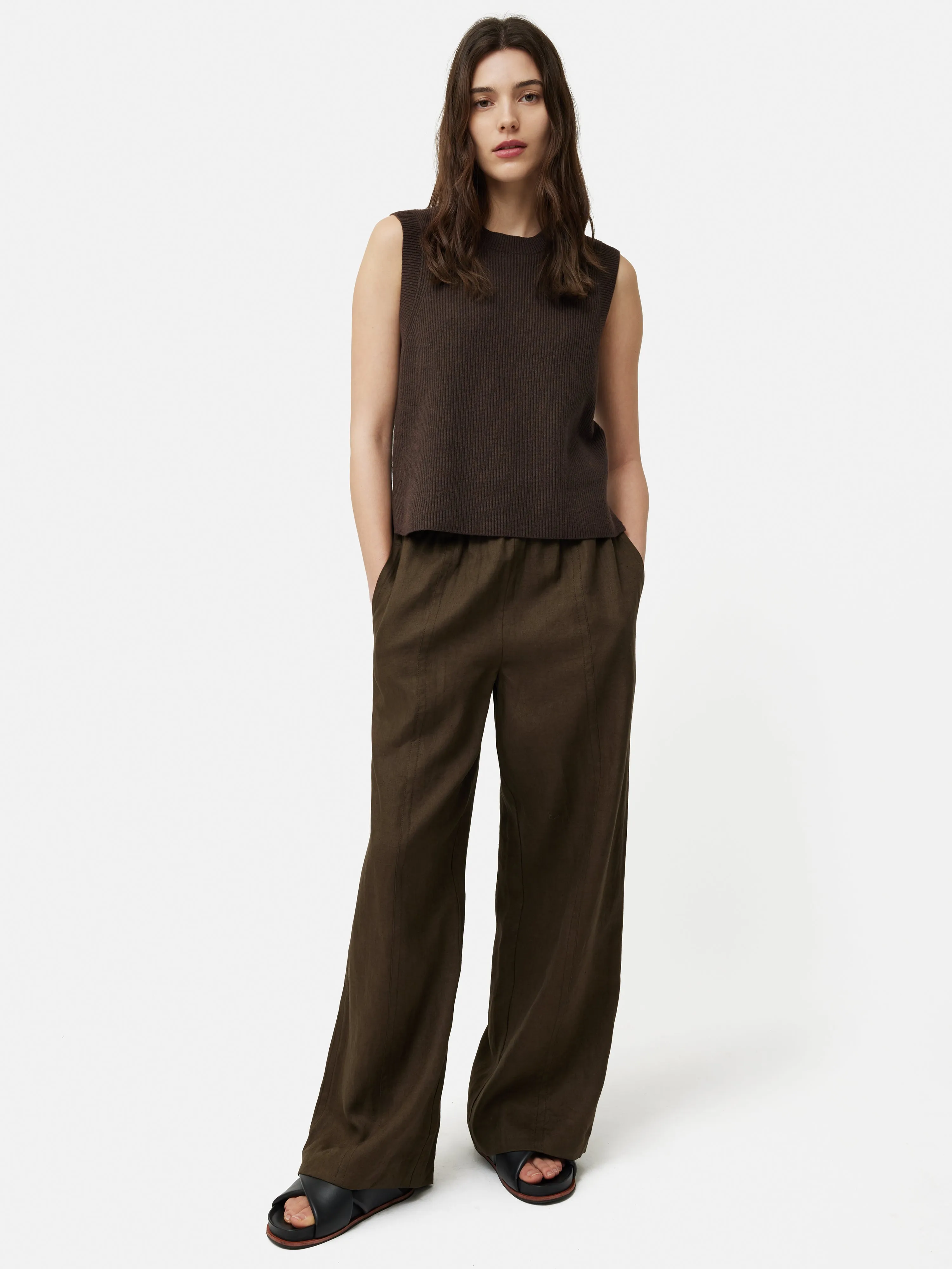 Cotton Blend Crew Tank | Brown sold by Jigsaw product image thumbnail 2