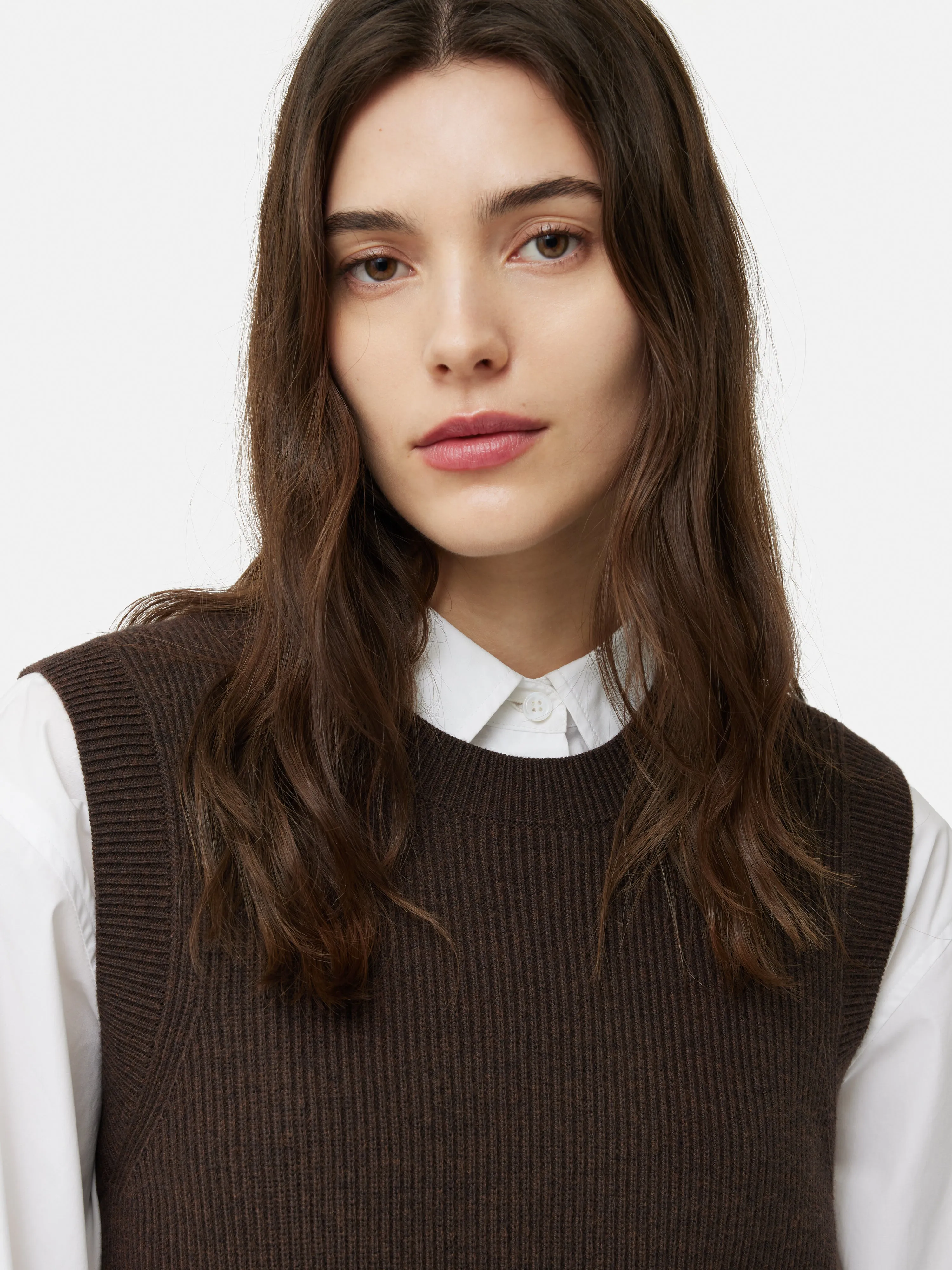 Cotton Blend Crew Tank | Brown sold by Jigsaw product image thumbnail 3