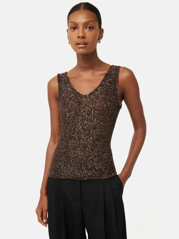 Sequin Knit Vest | Brown sold by Jigsaw