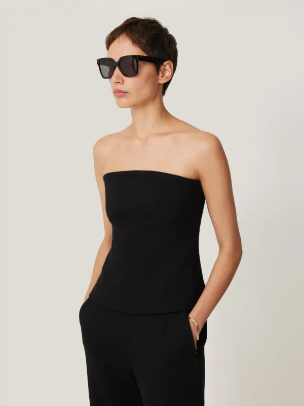 Crepe Ponte Jersey Strapless Top | Black sold by Jigsaw