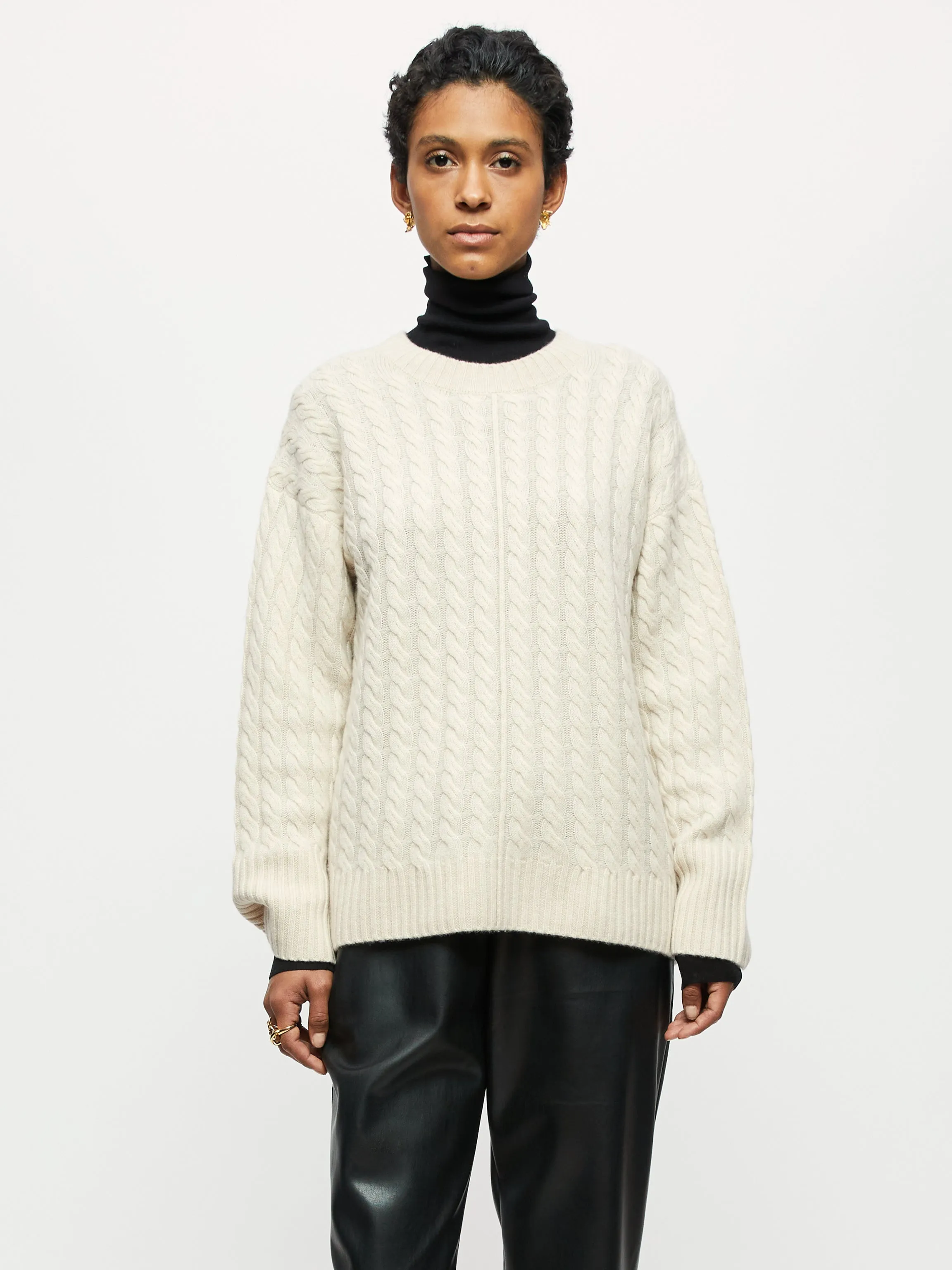 Merino Cashmere Cable Jumper | Beige sold by Jigsaw