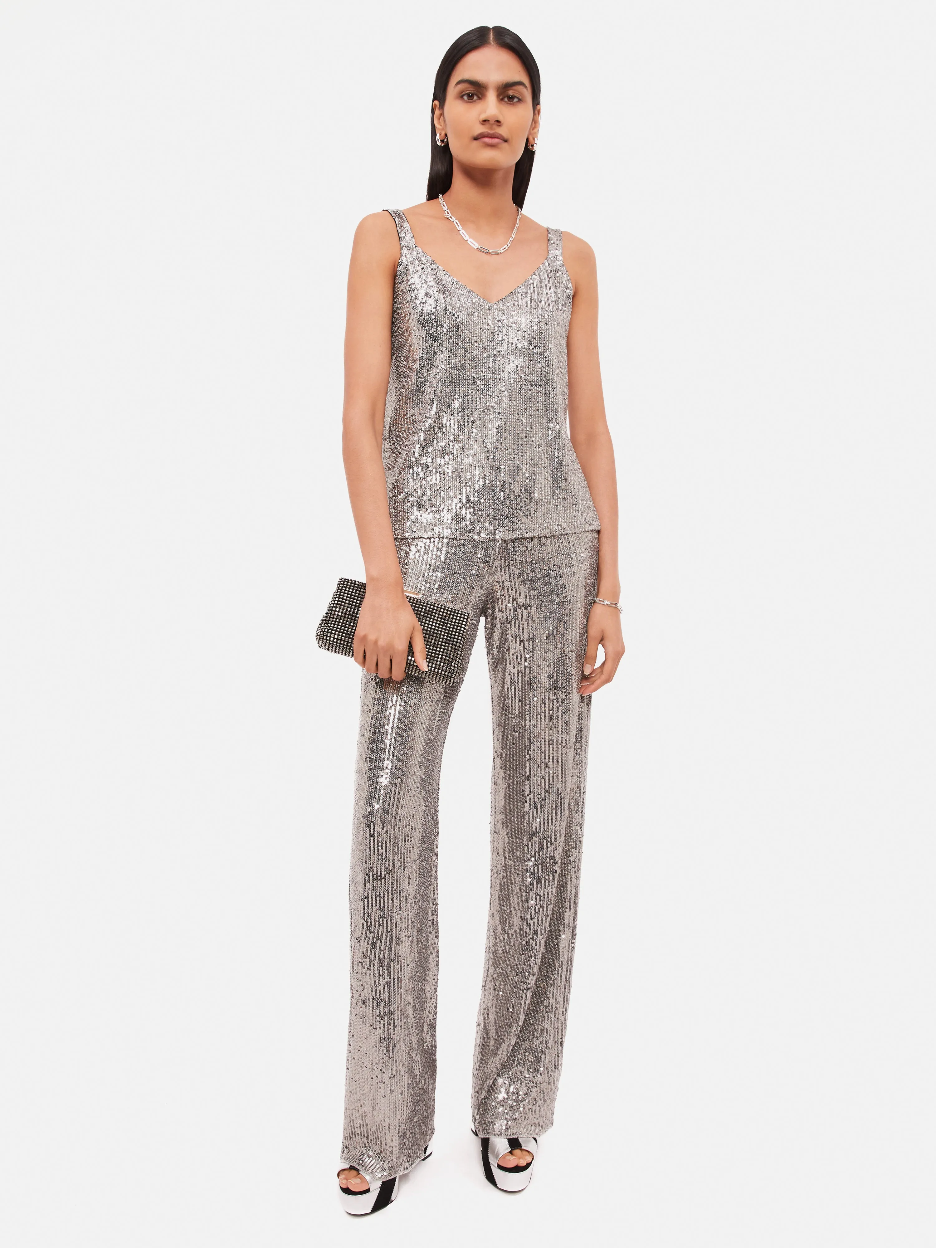 Sequin Palazzo | Pewter sold by Jigsaw product image thumbnail 2