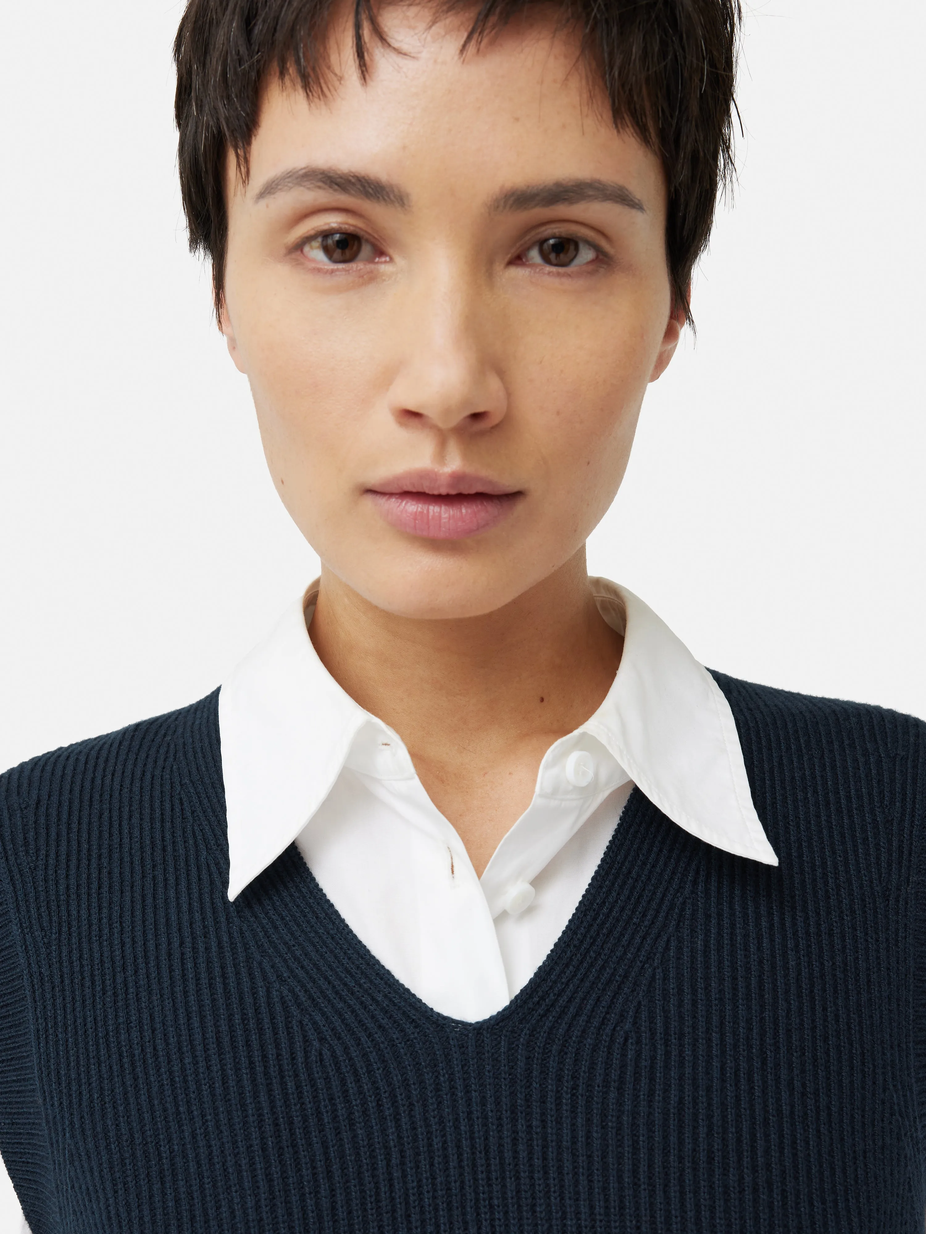 Cotton Blend V Neck Tank | Navy sold by Jigsaw product image thumbnail 5