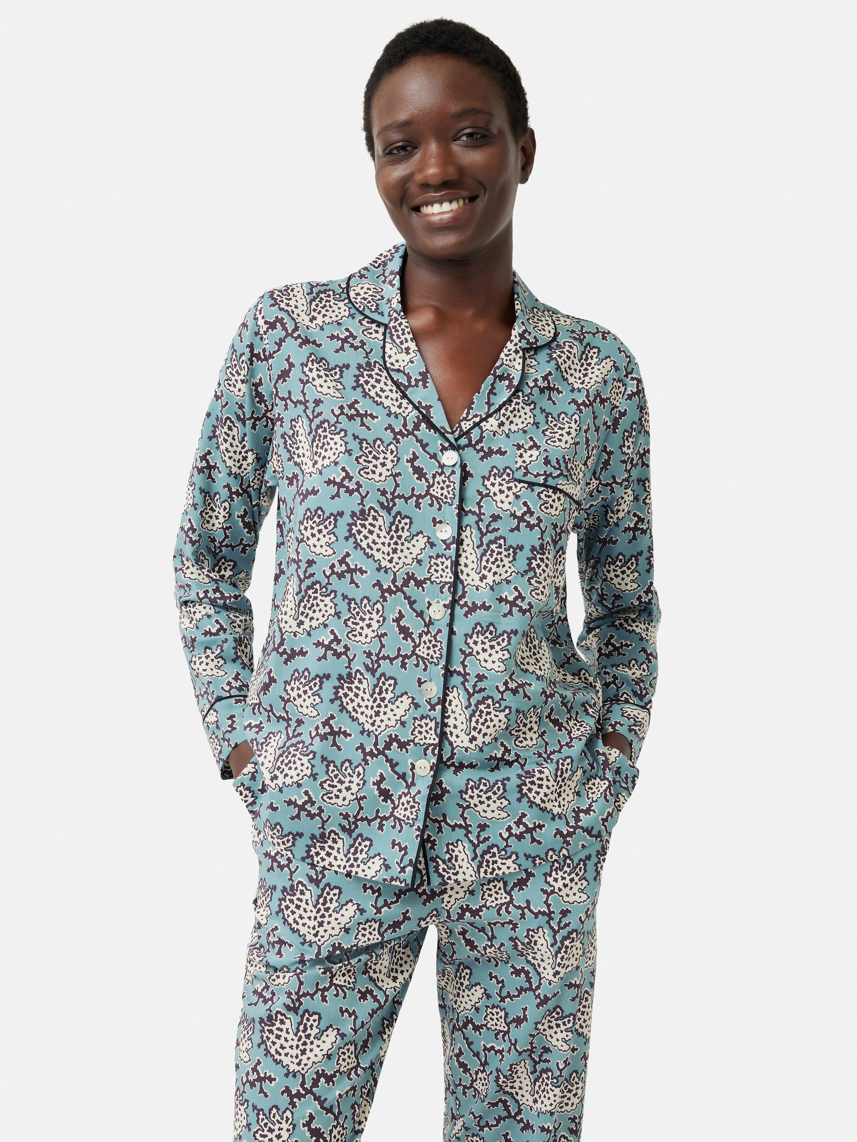 Coral Print Pyjama | Blue sold by Jigsaw product image thumbnail 3