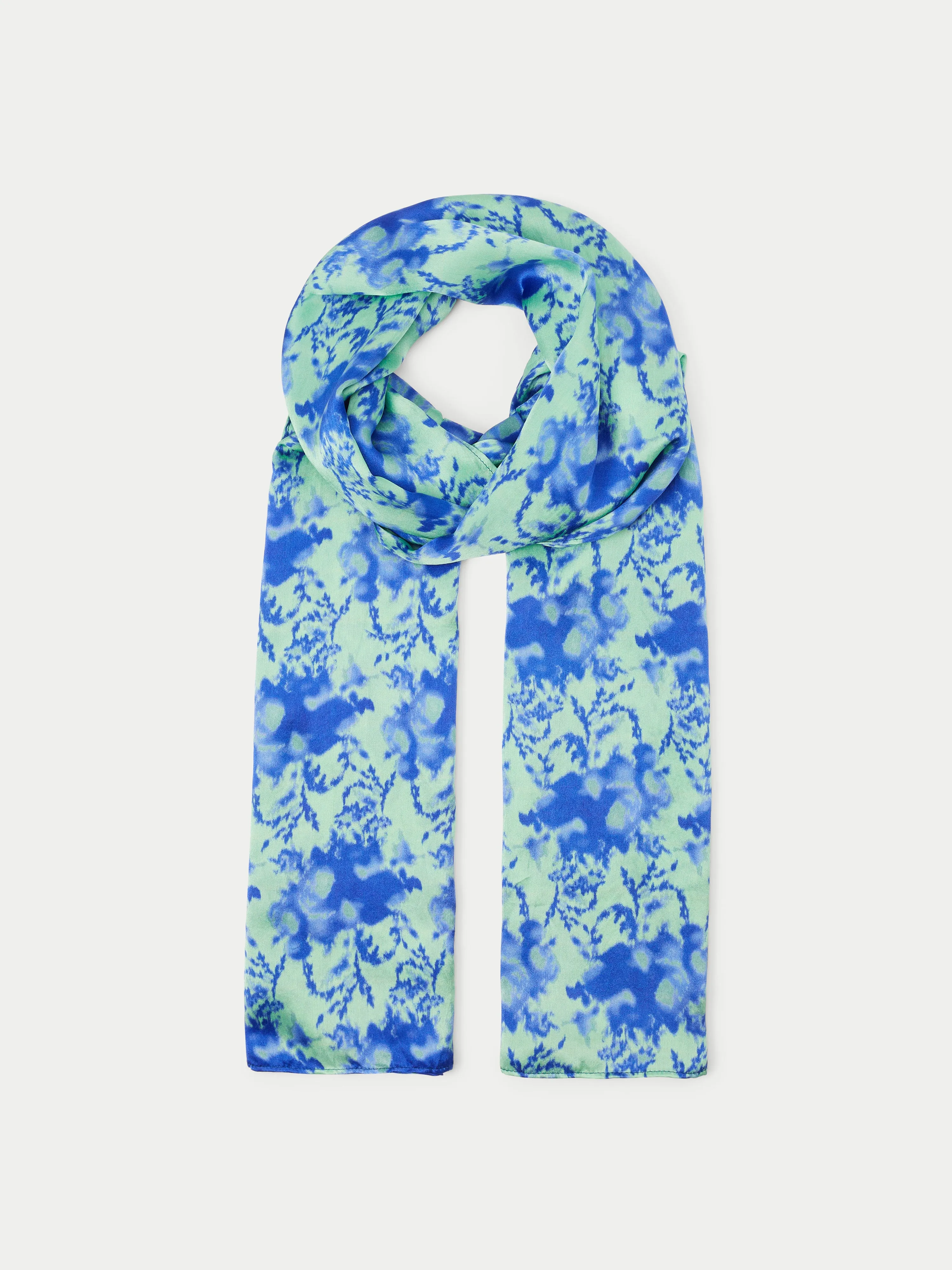 Tie Dye Ikat Silk Satin Scarf | Blue sold by Jigsaw