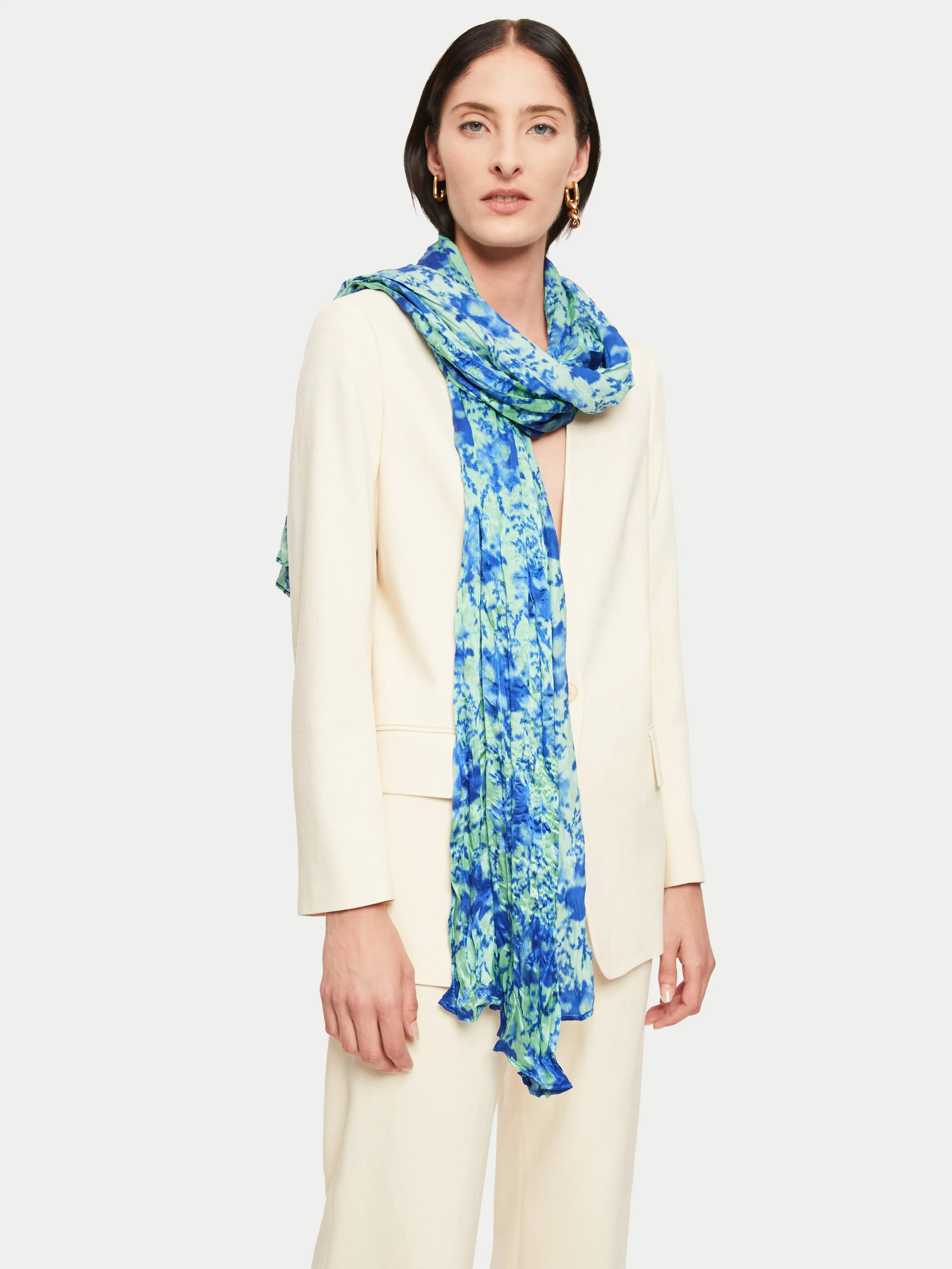 Tie Dye Ikat Silk Satin Scarf | Blue sold by Jigsaw product image thumbnail 4