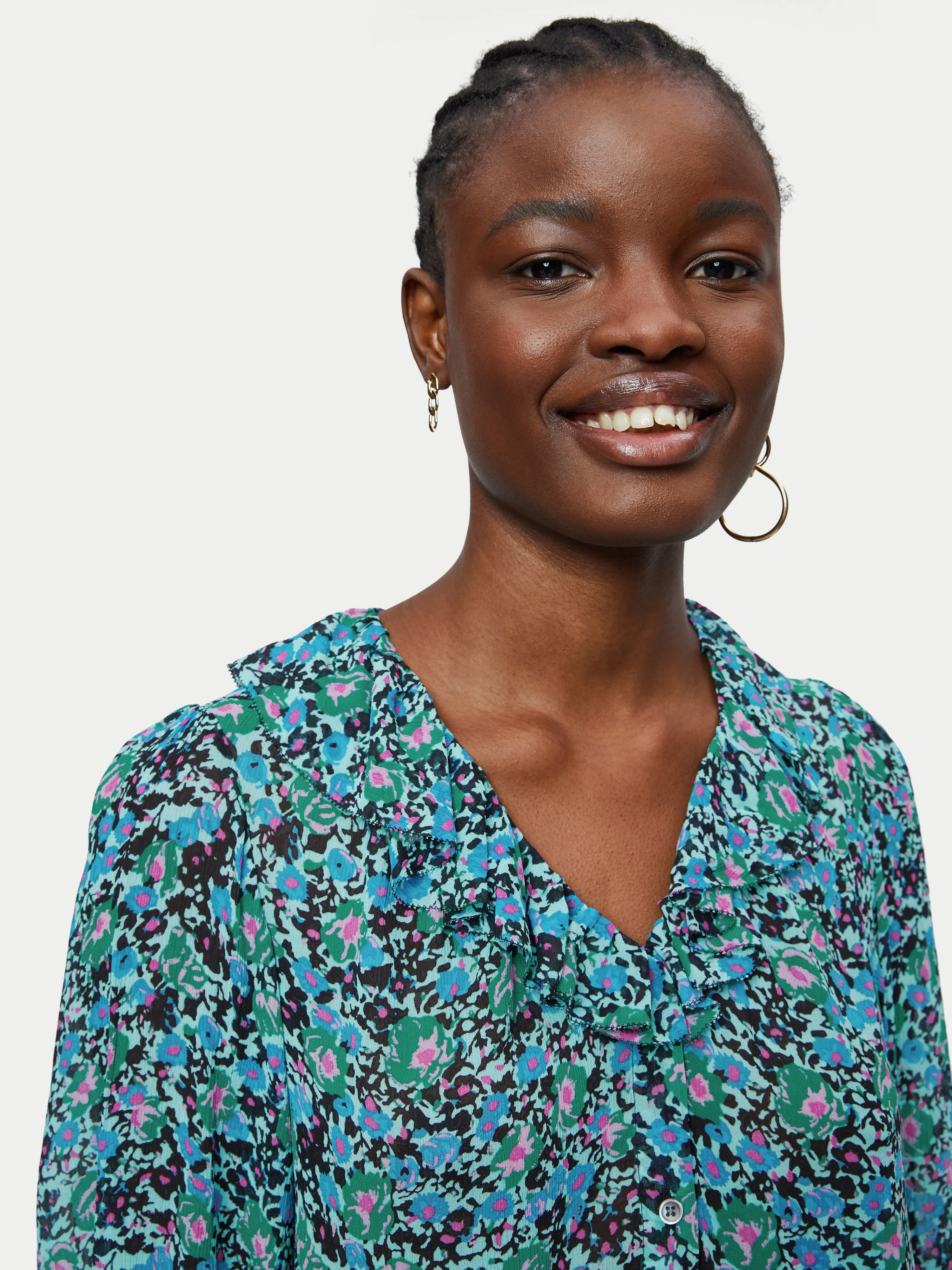 Vintage Poppy Crinkle Top | Blue sold by Jigsaw product image thumbnail 2