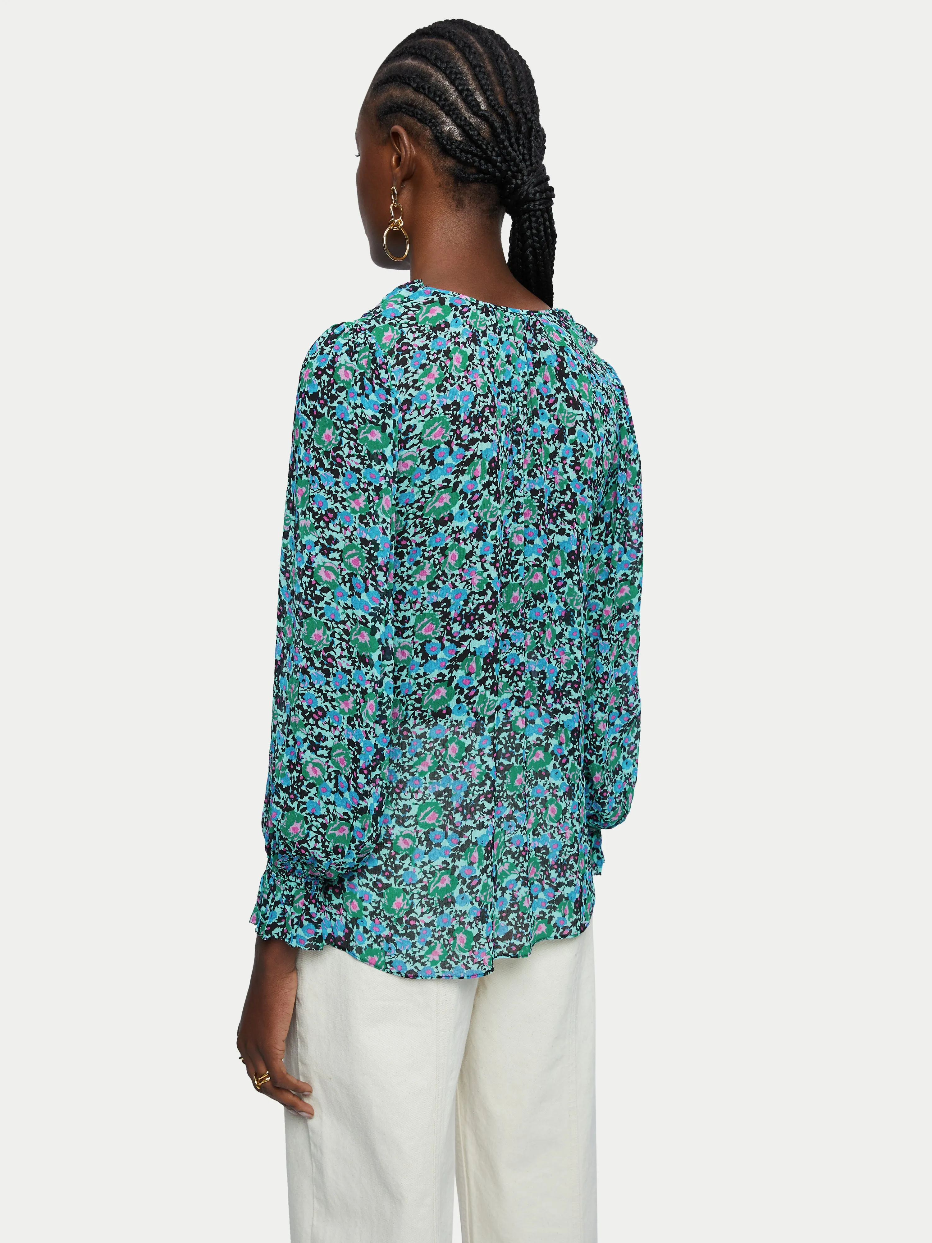 Vintage Poppy Crinkle Top | Blue sold by Jigsaw product image thumbnail 5