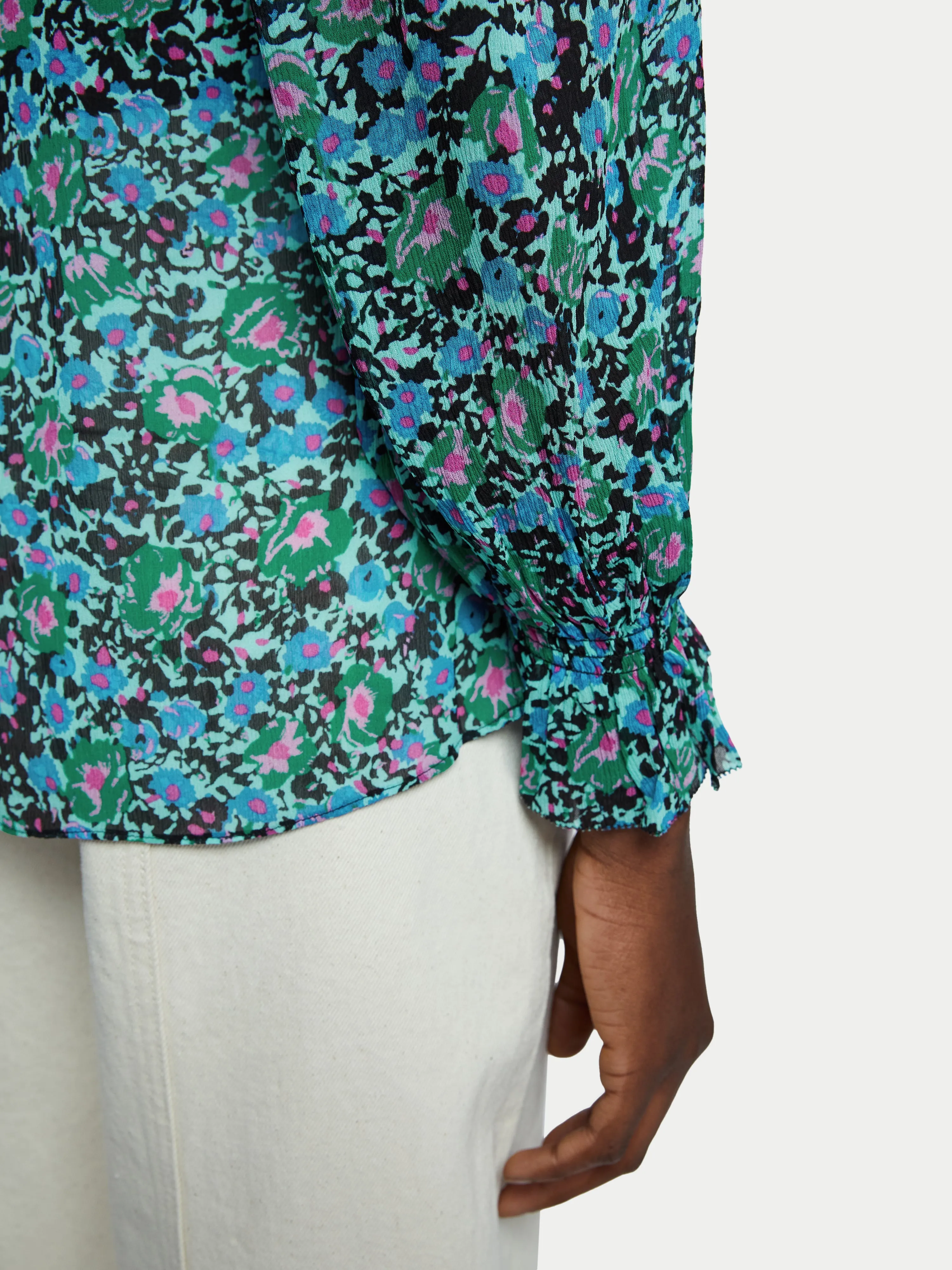 Vintage Poppy Crinkle Top | Blue sold by Jigsaw product image thumbnail 4