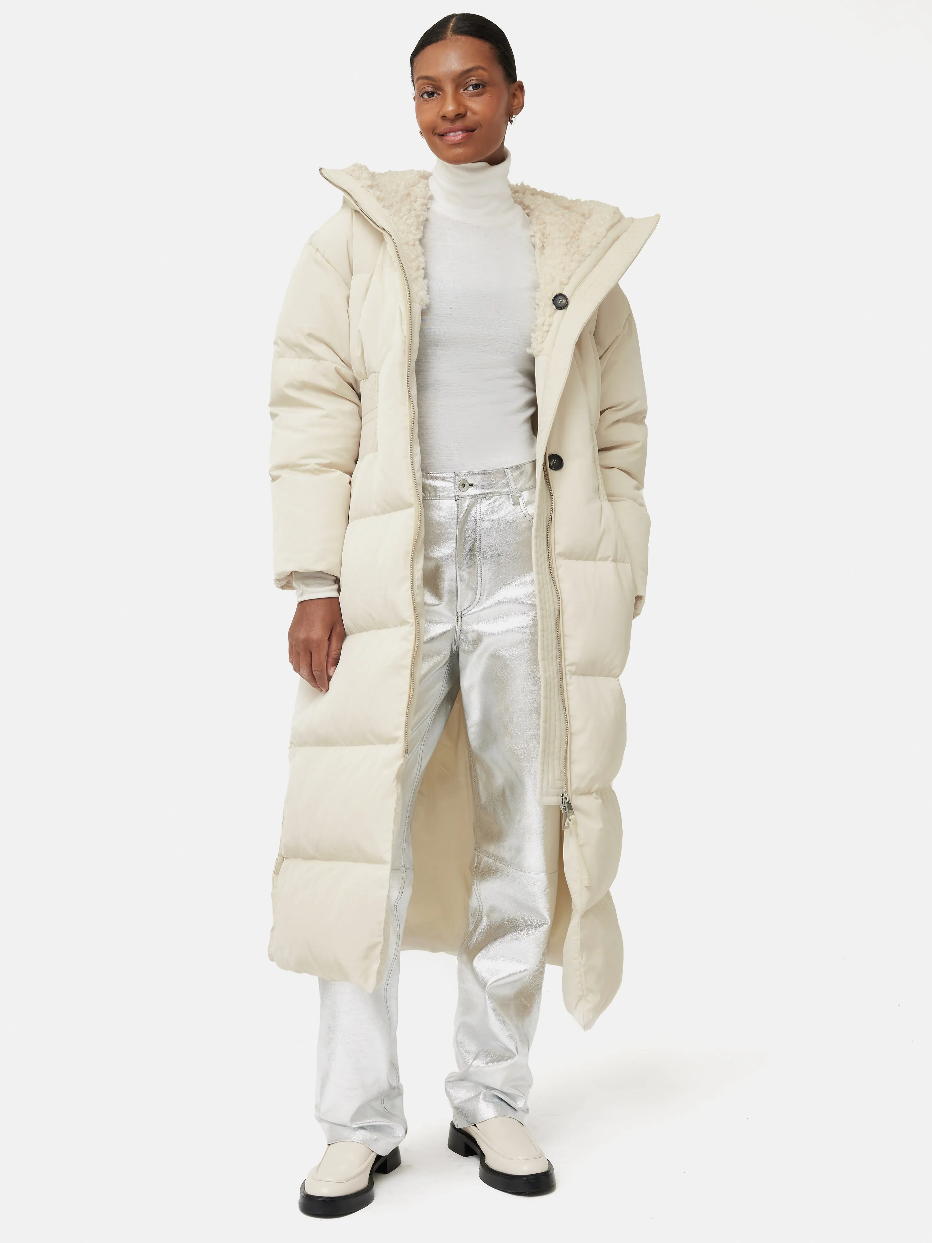 Hooded Down Maxi Puffer | Cream sold by Jigsaw product image thumbnail 3