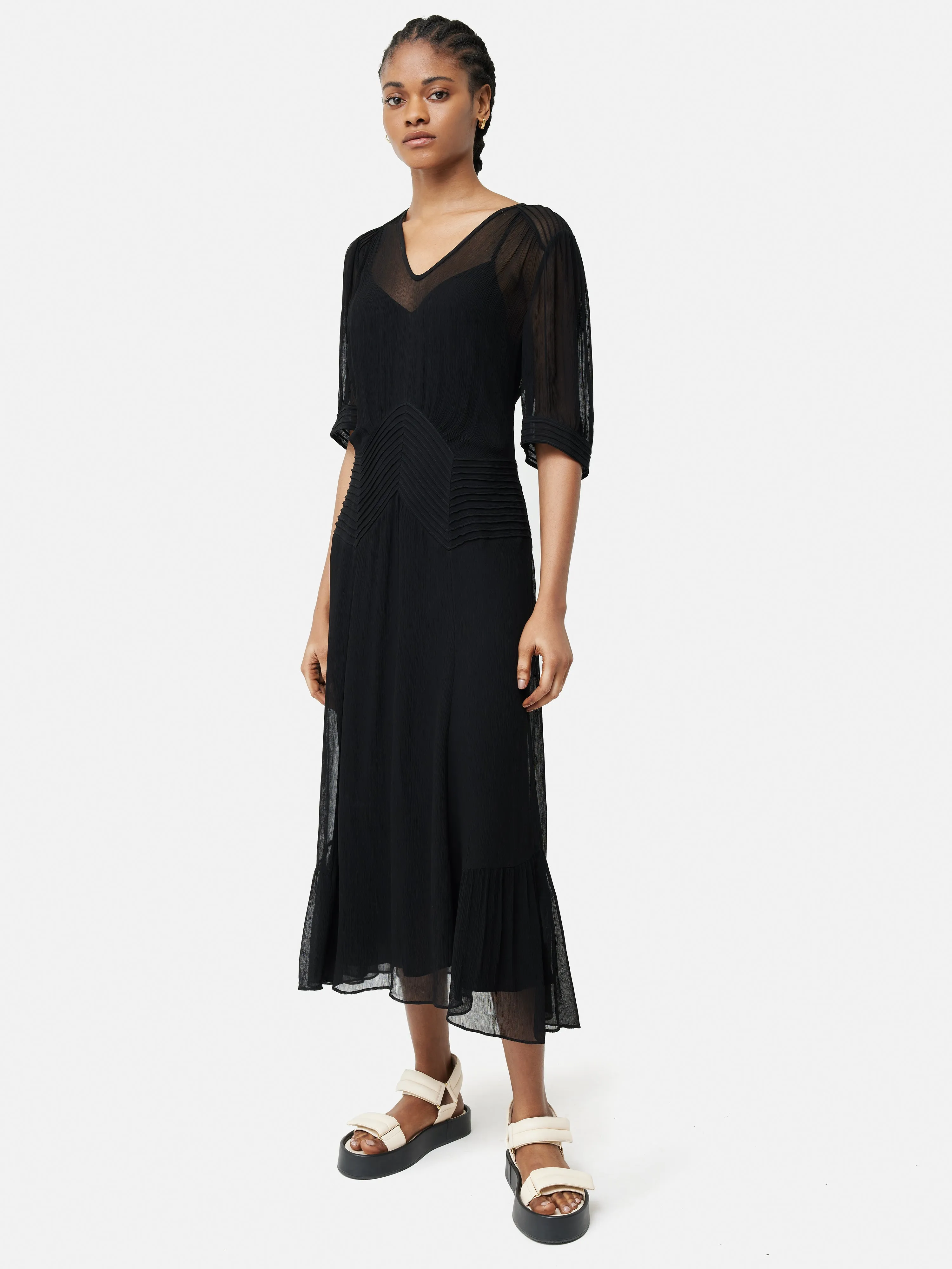 Pintucked Crinkle Dress | Black sold by Jigsaw product image thumbnail 2