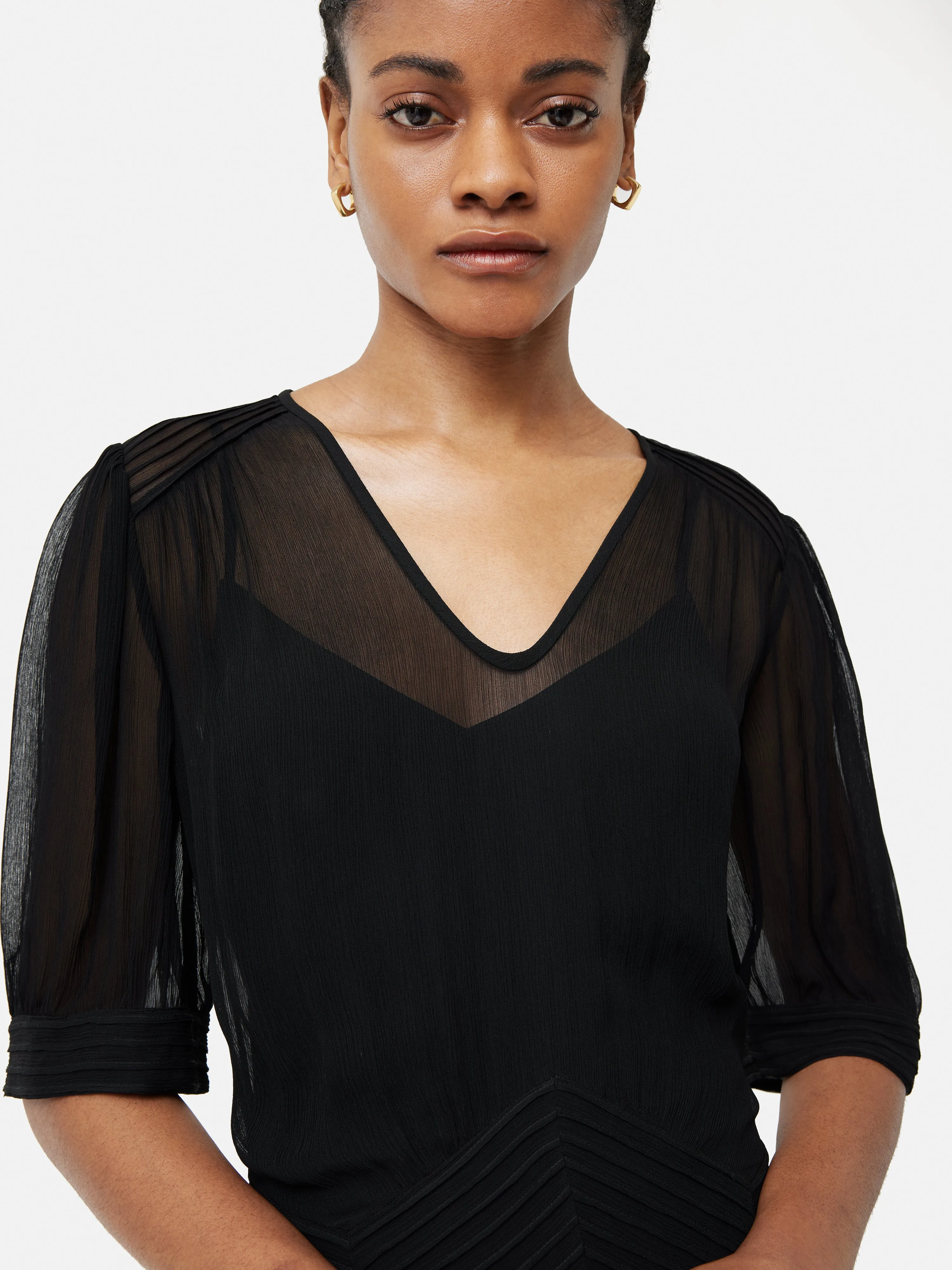 Pintucked Crinkle Dress | Black sold by Jigsaw product image thumbnail 4