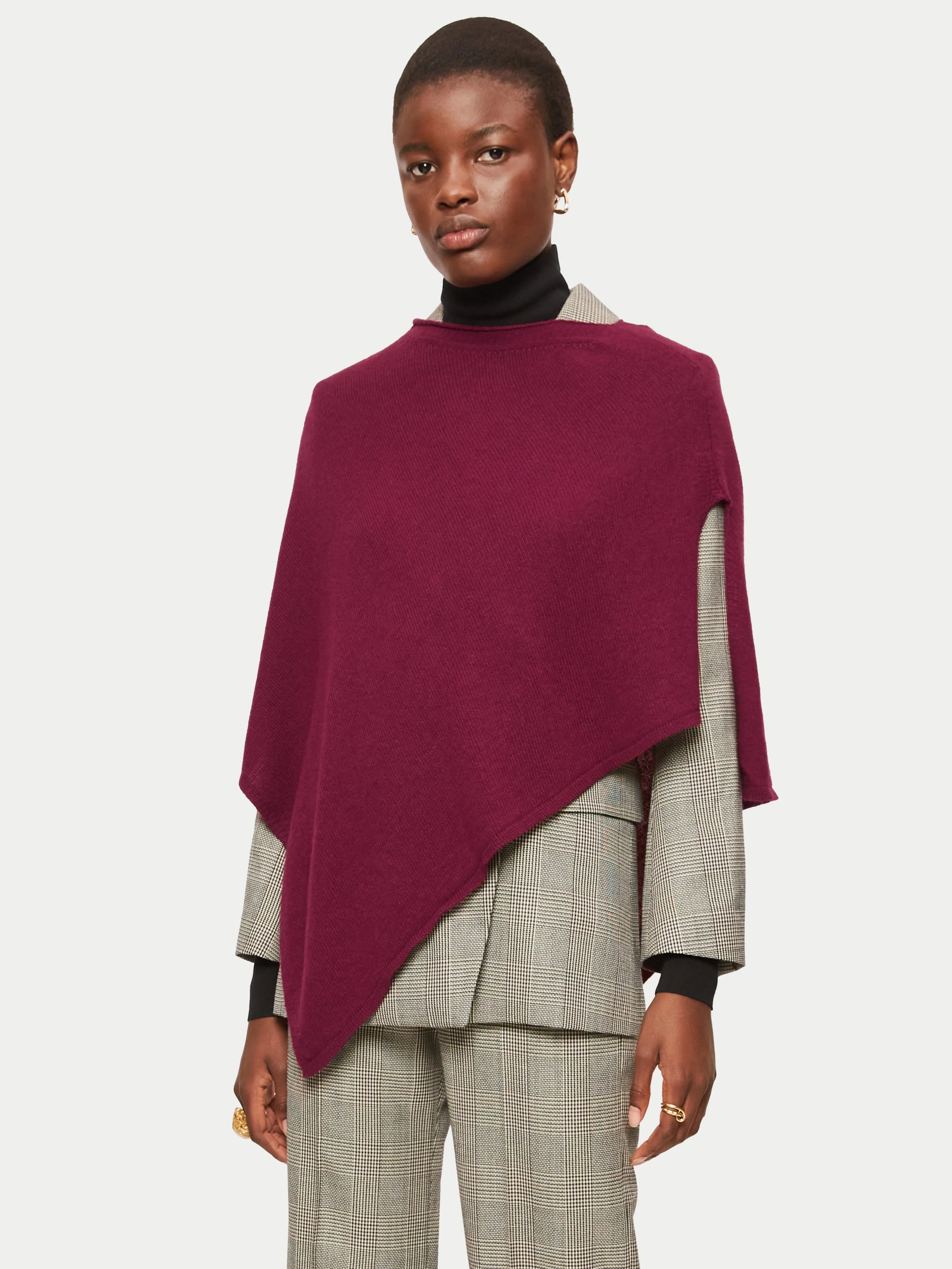 Wool Cashmere Blend Poncho | Red sold by Jigsaw