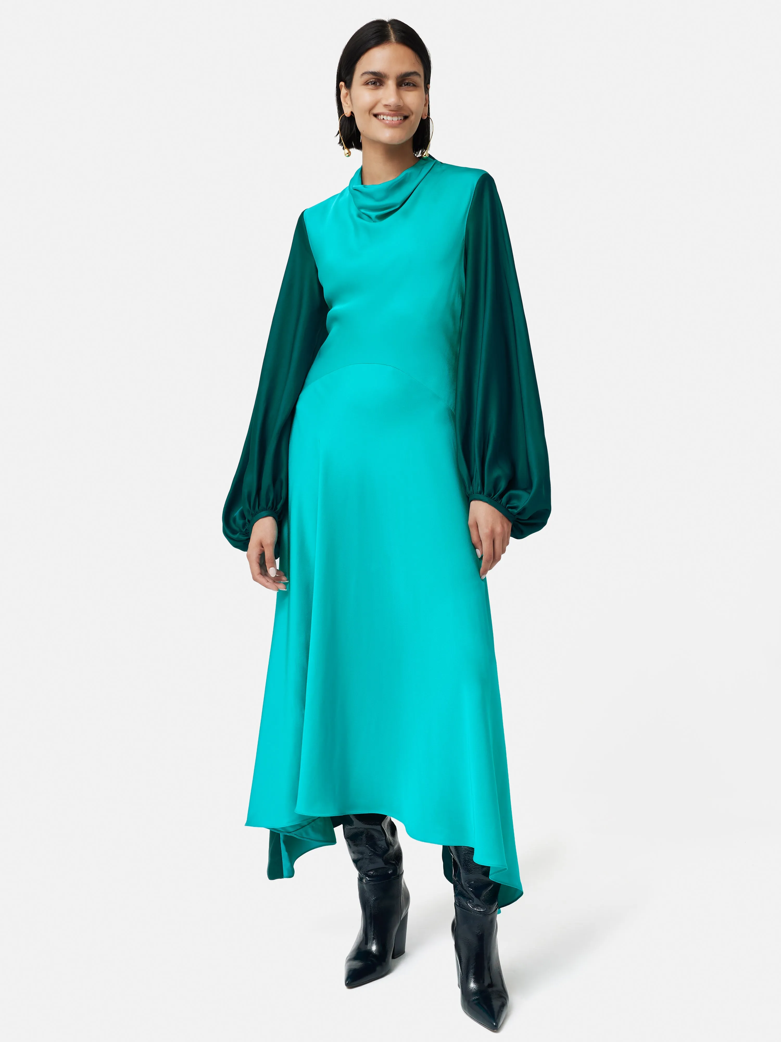 ROKSANDA Colour Block Cowl Dress | Green sold by Jigsaw