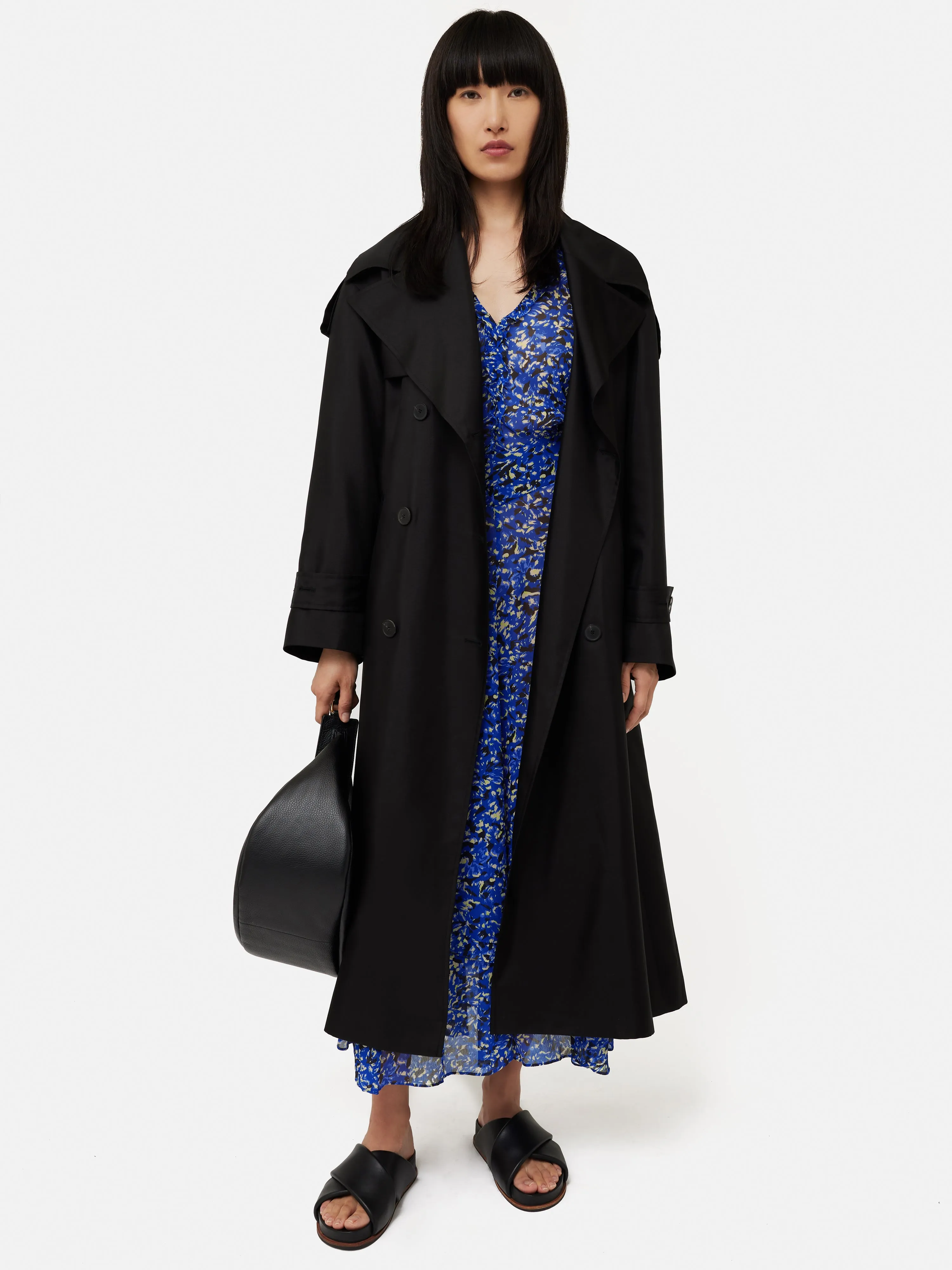 Brushwork Crinkle Ruffle Dress | Blue sold by Jigsaw product image thumbnail 5