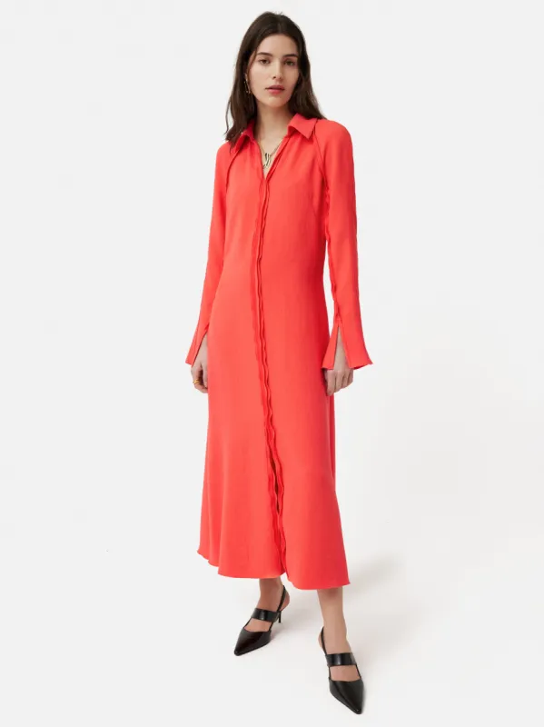 Japanese Crepe Shirt Dress | Coral sold by Jigsaw