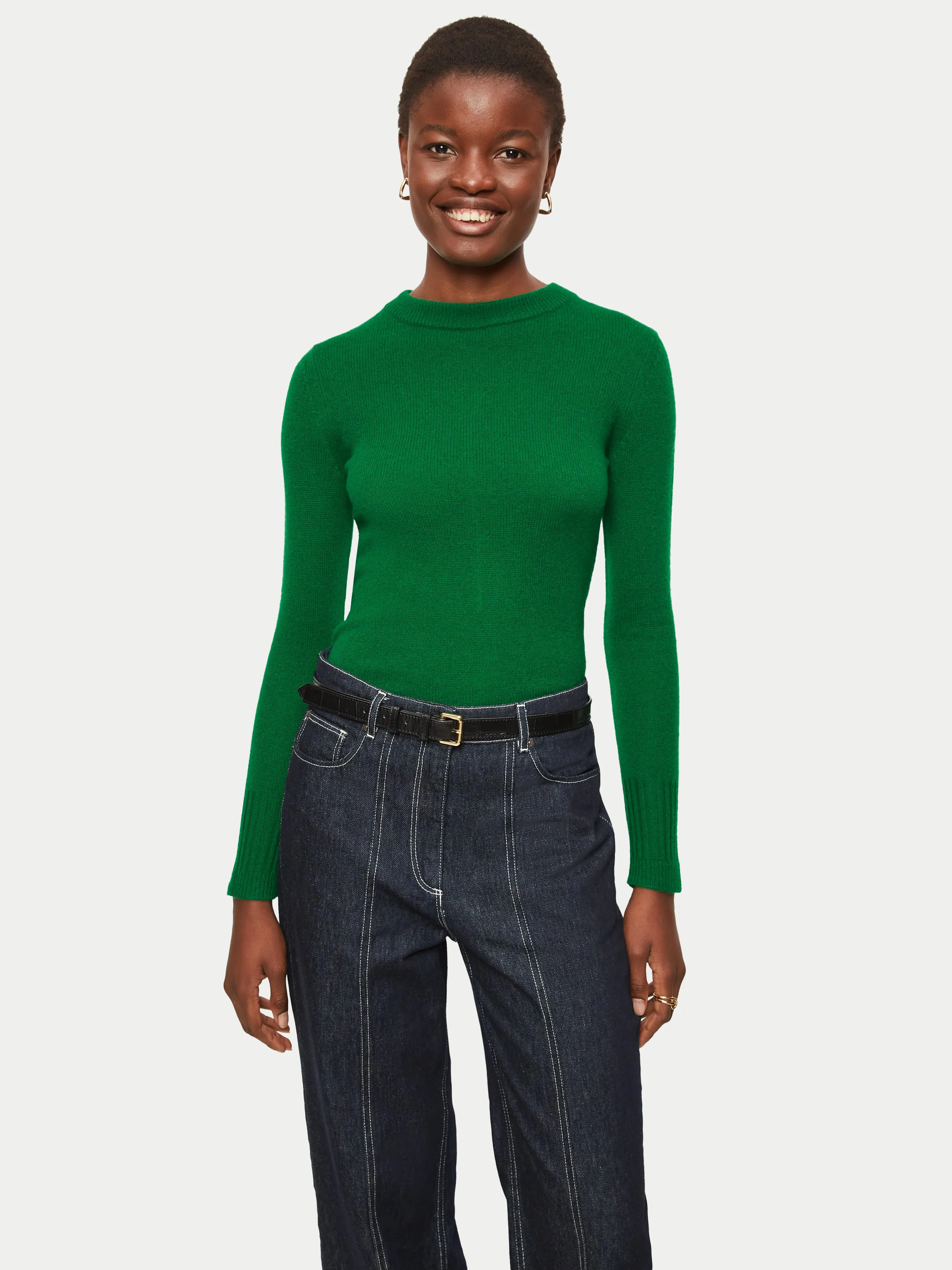 Cloud Cashmere Crew Jumper | Green sold by Jigsaw