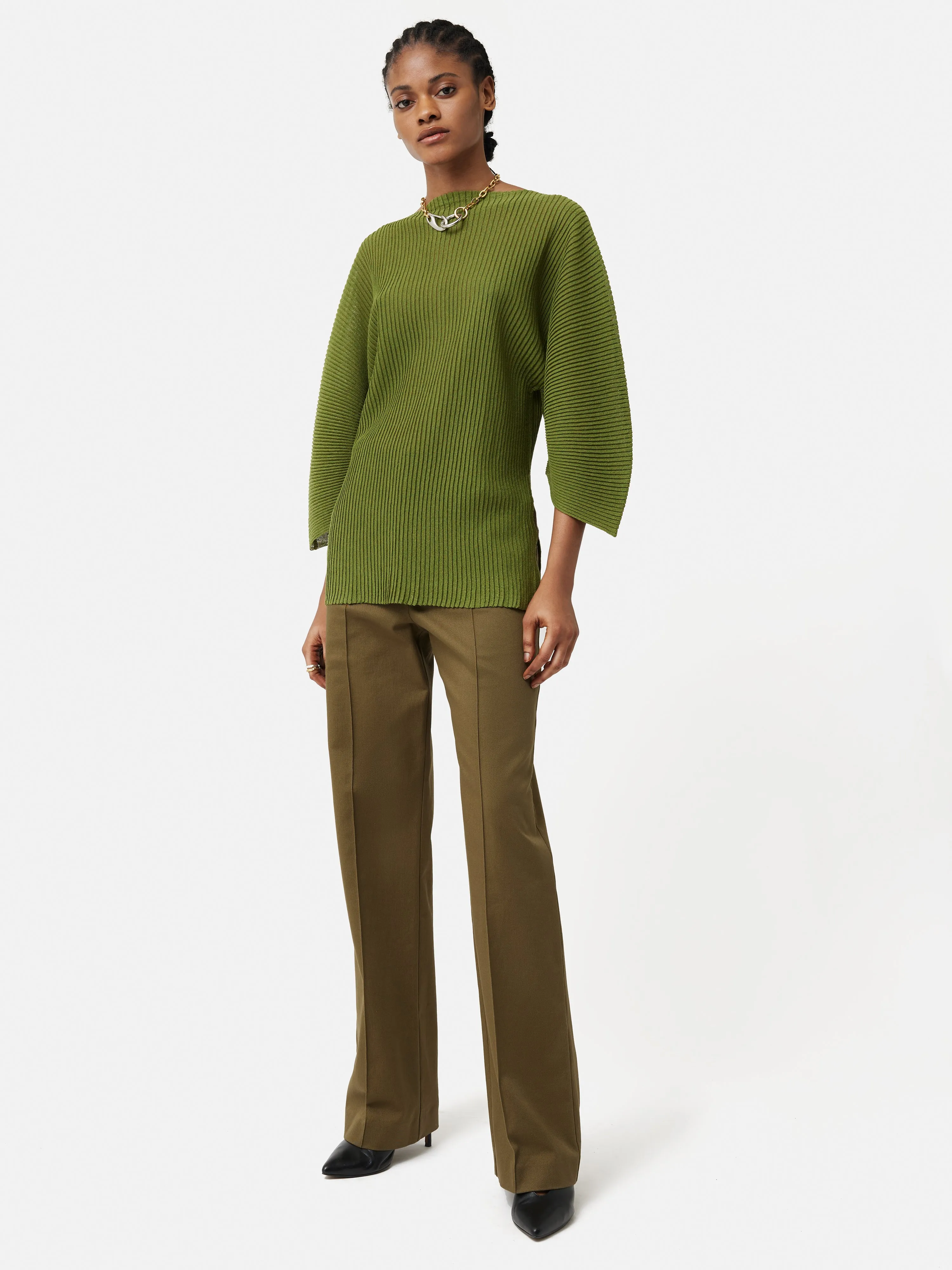 Circular Sleeve Knitted Top | Green sold by Jigsaw product image thumbnail 3