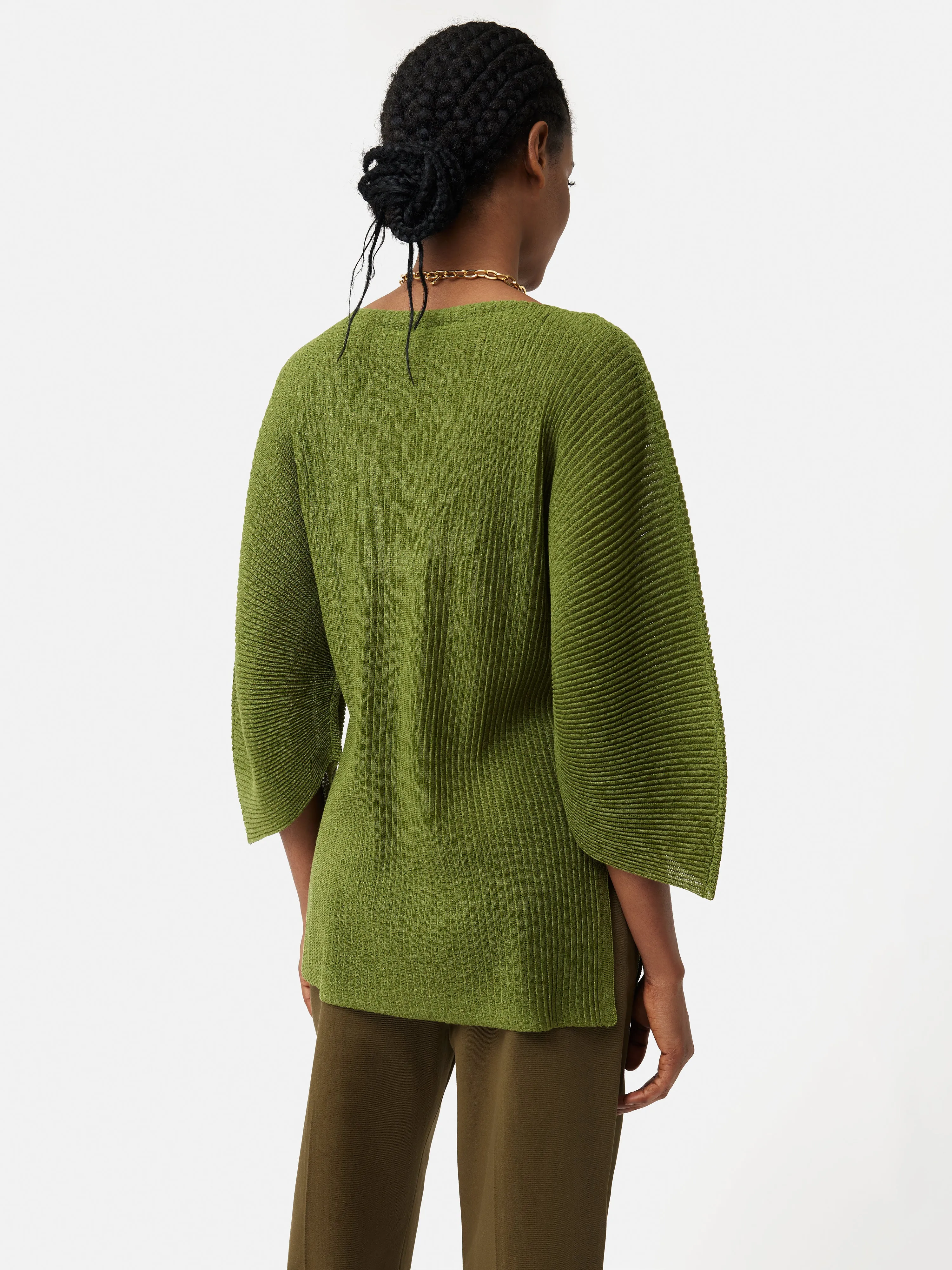 Circular Sleeve Knitted Top | Green sold by Jigsaw product image thumbnail 5