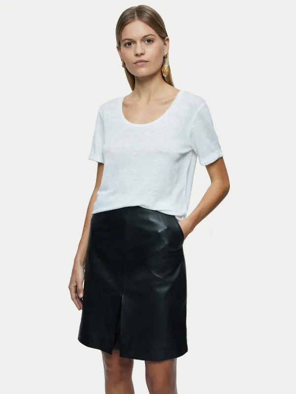Linen Scoop Rolled Sleeve Tee | White sold by Jigsaw
