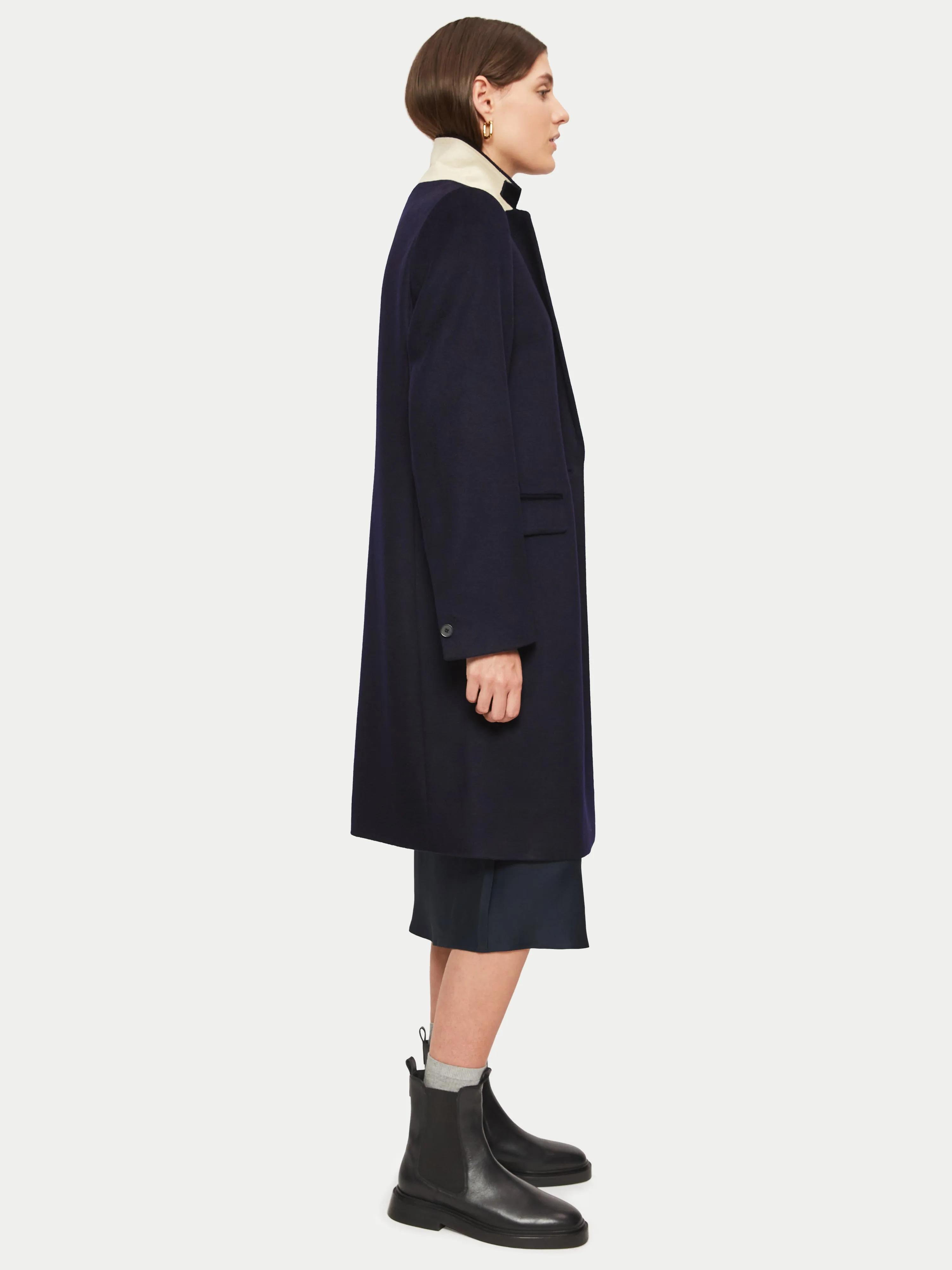 Relaxed Wool City Coat | Navy sold by Jigsaw product image thumbnail 5
