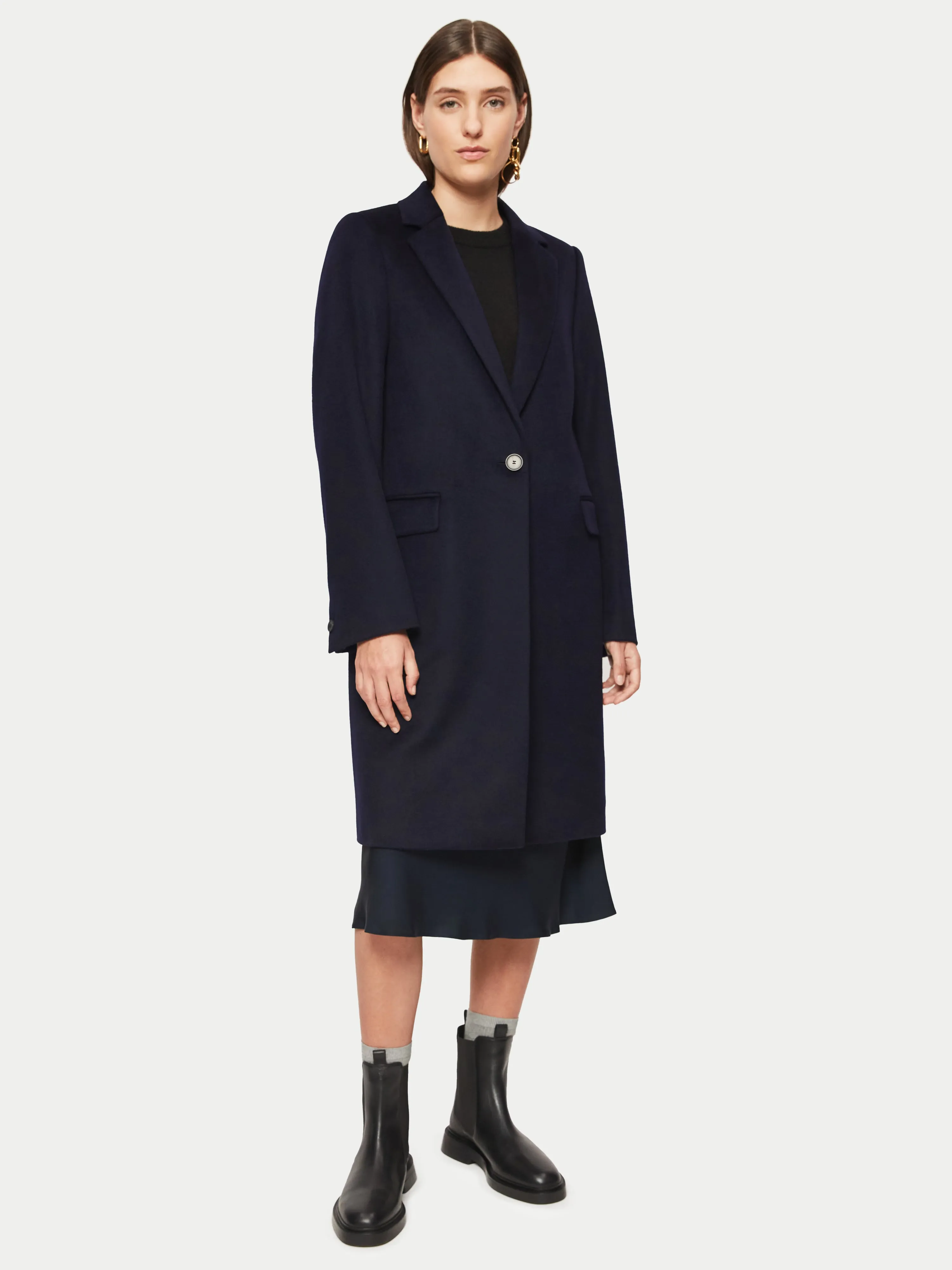 Relaxed Wool City Coat | Navy sold by Jigsaw product image thumbnail 3