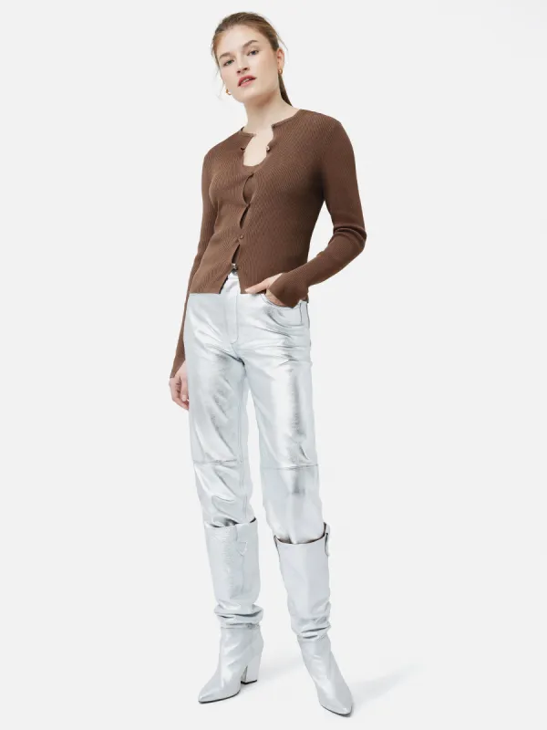 Cropped Crew Neck Cardigan | Brown sold by Jigsaw