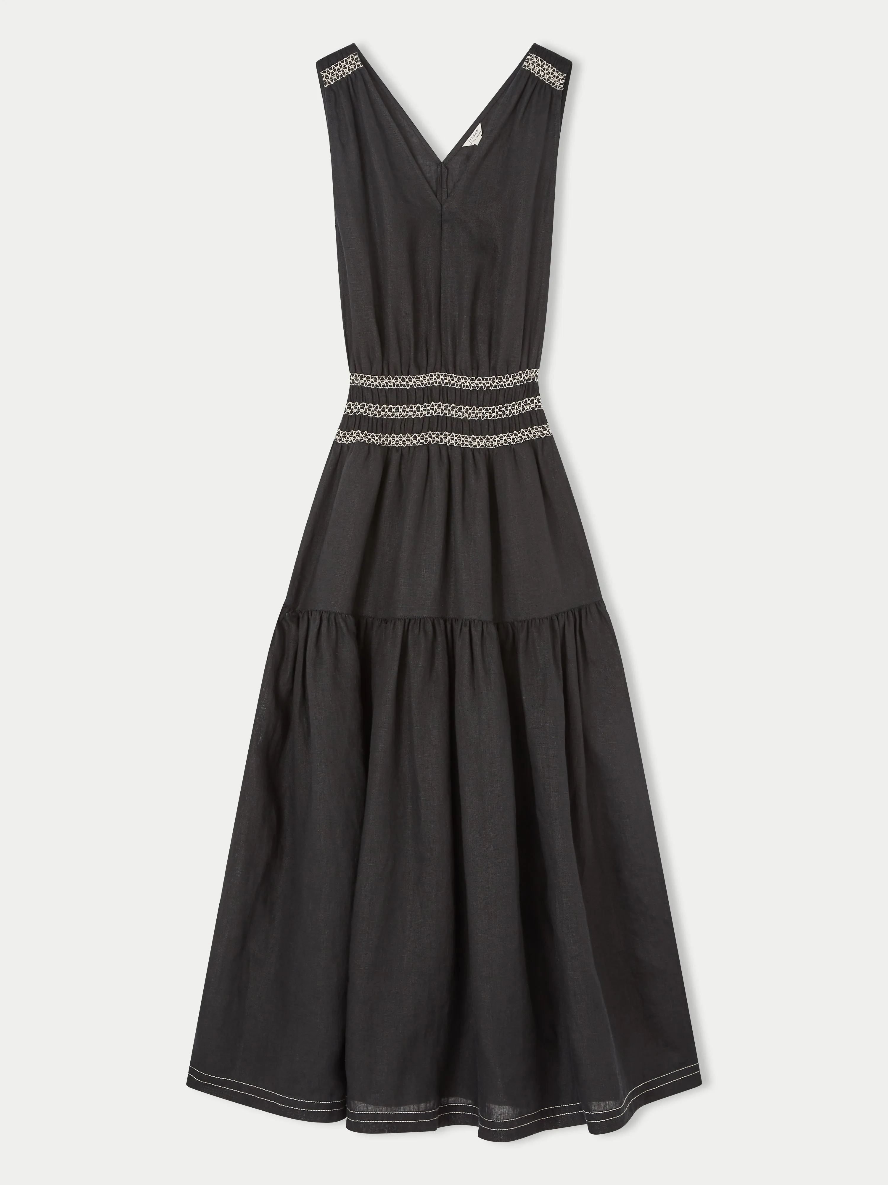 Linen Smocked Detail Maxi Dress | Black sold by Jigsaw product image thumbnail 5