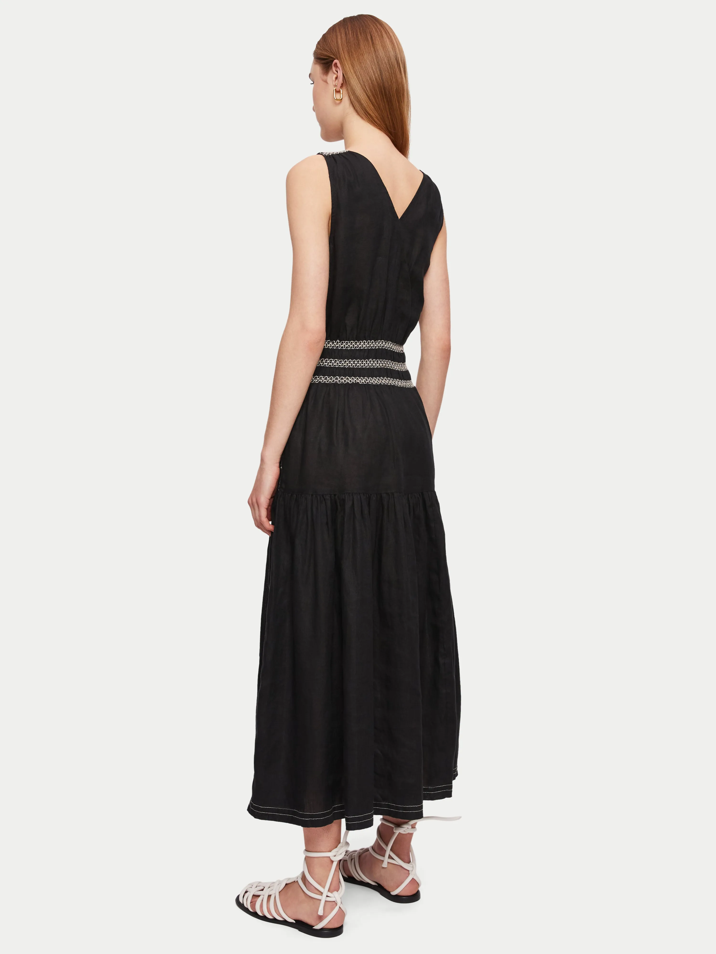 Linen Smocked Detail Maxi Dress | Black sold by Jigsaw product image thumbnail 4