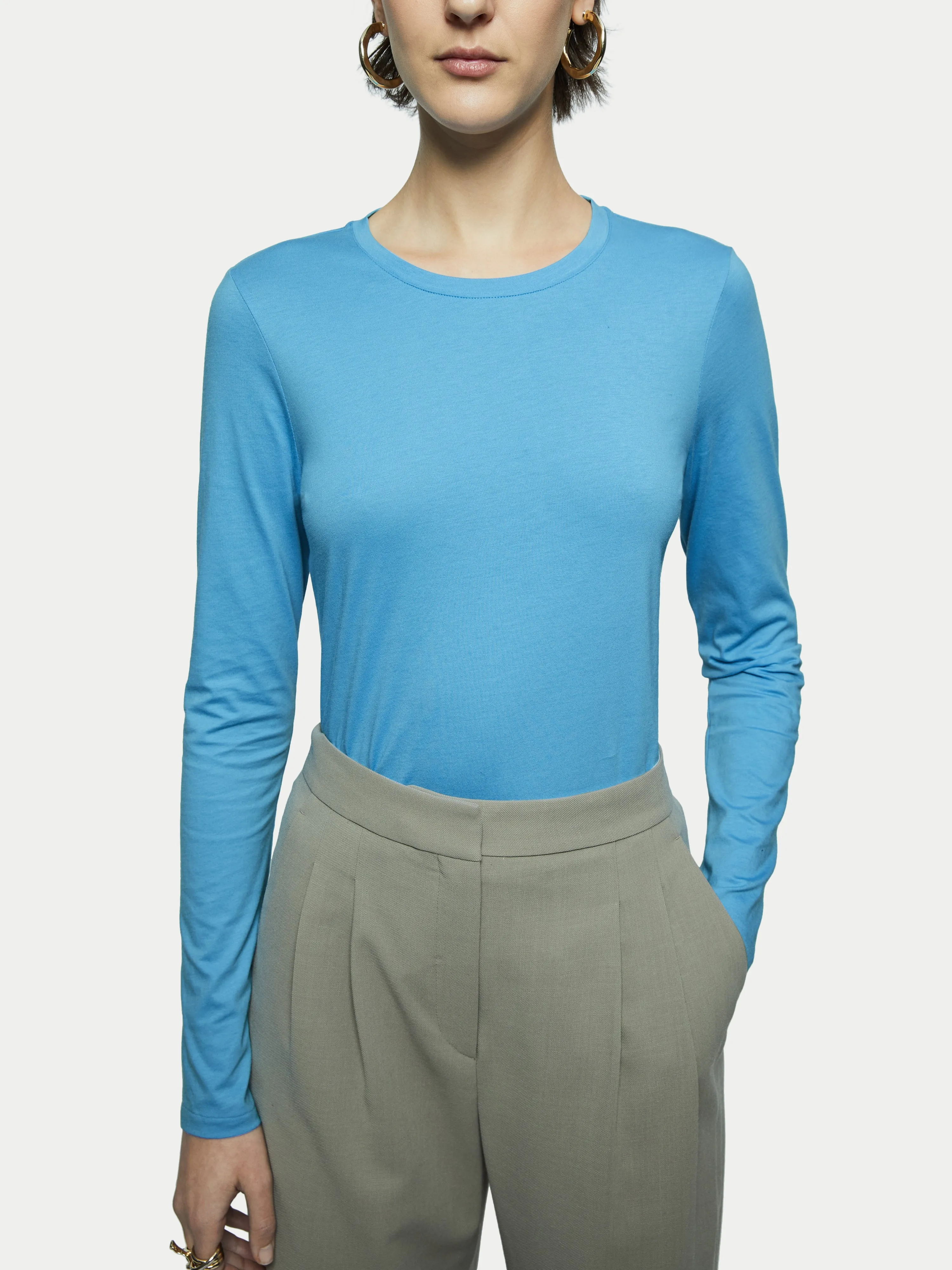 Supima Cotton Long Sleeve Tee | Blue sold by Jigsaw product image thumbnail 4