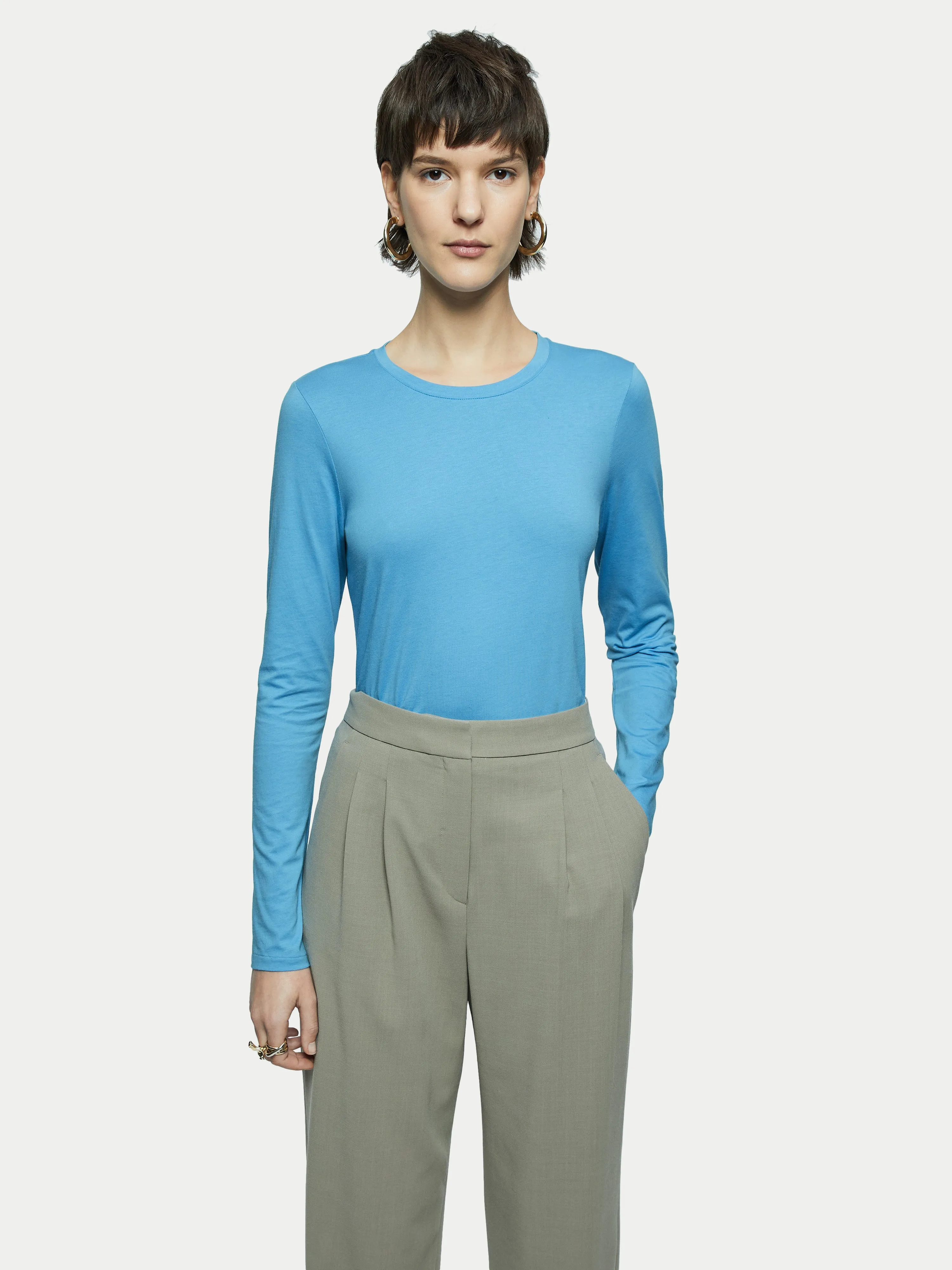 Supima Cotton Long Sleeve Tee | Blue sold by Jigsaw