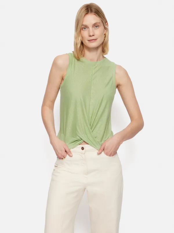 Linen Twist Front Top | Green sold by Jigsaw