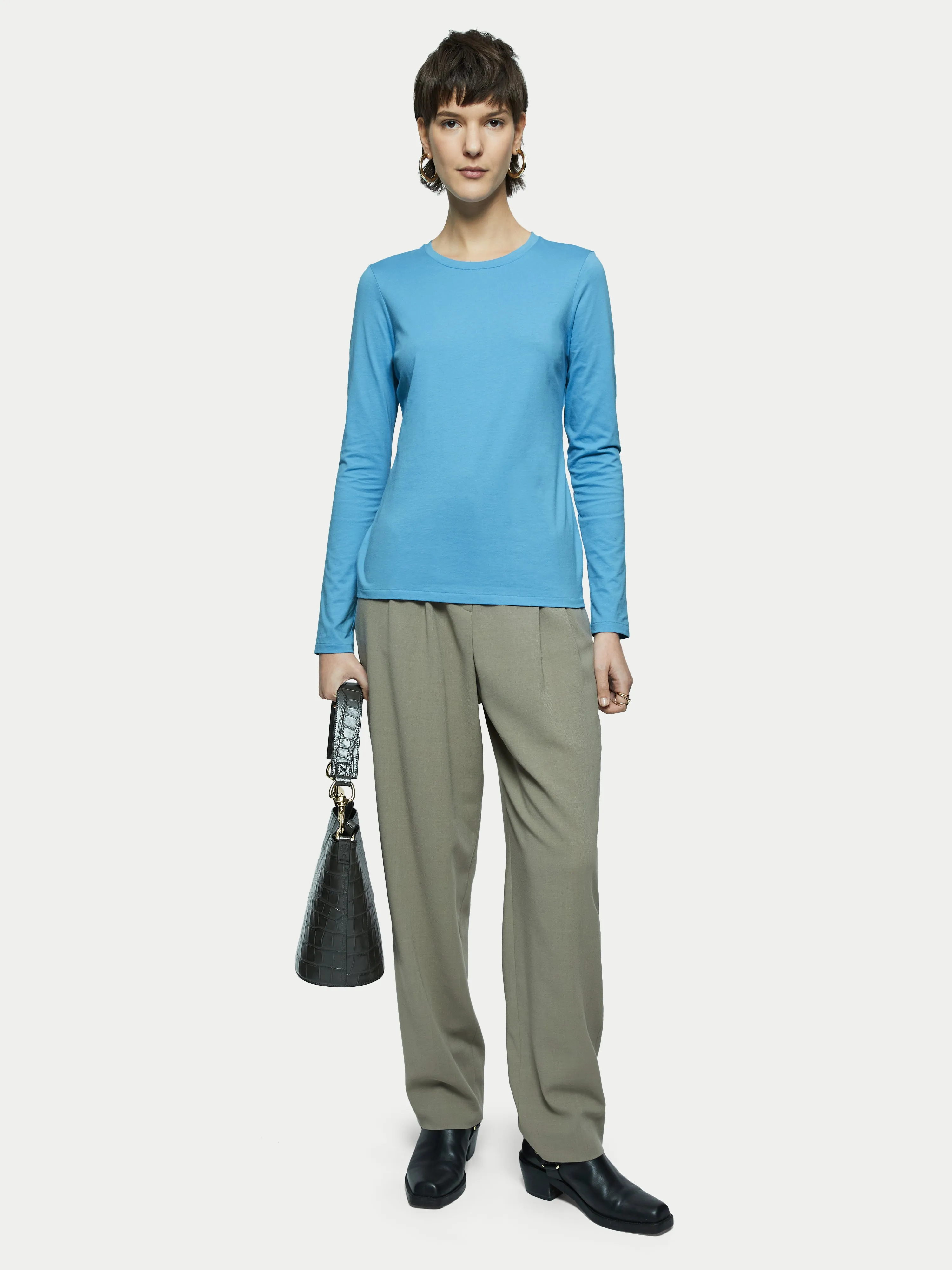 Supima Cotton Long Sleeve Tee | Blue sold by Jigsaw product image thumbnail 3