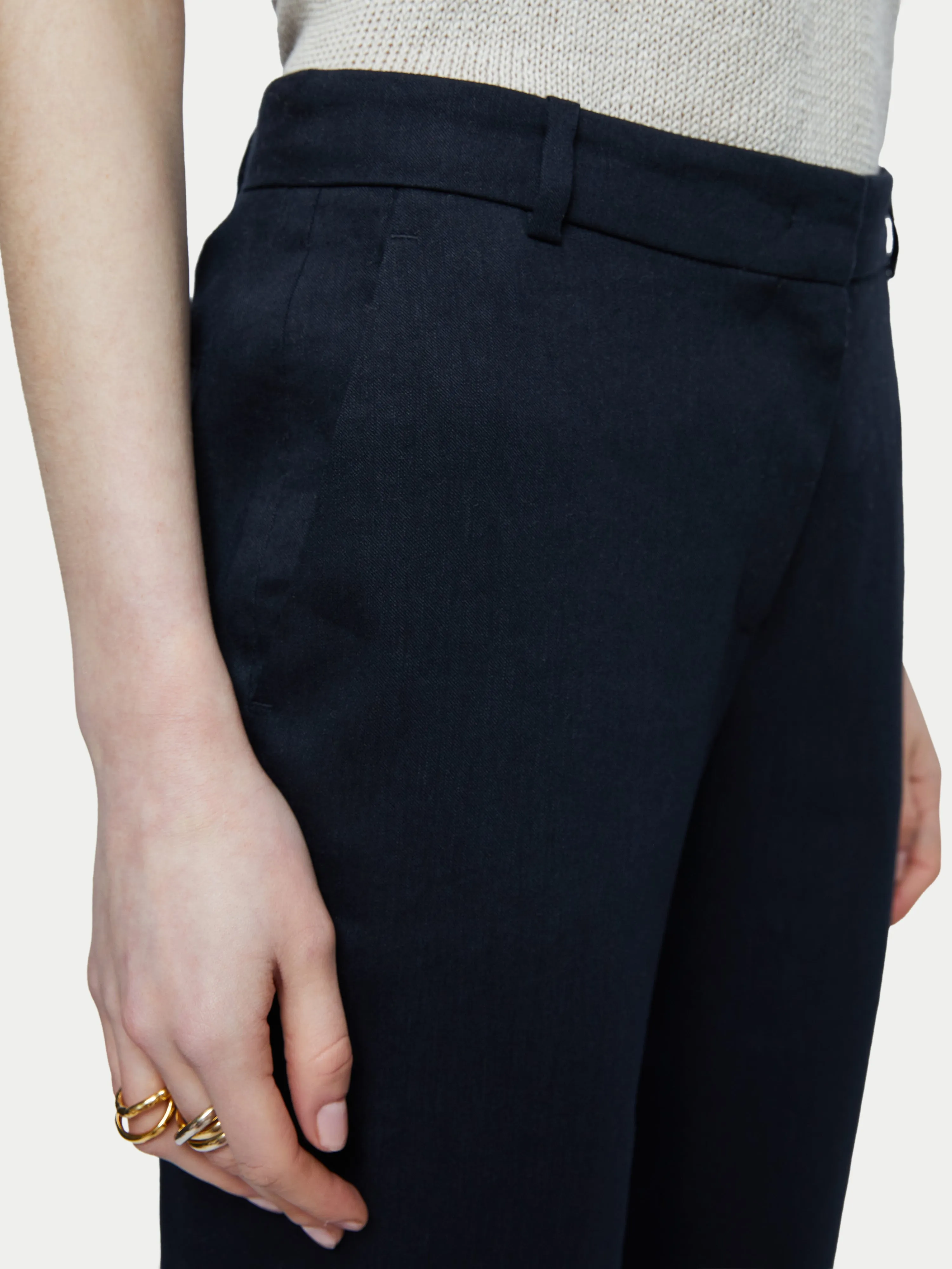 Portofino Linen Trouser | Navy sold by Jigsaw product image thumbnail 3