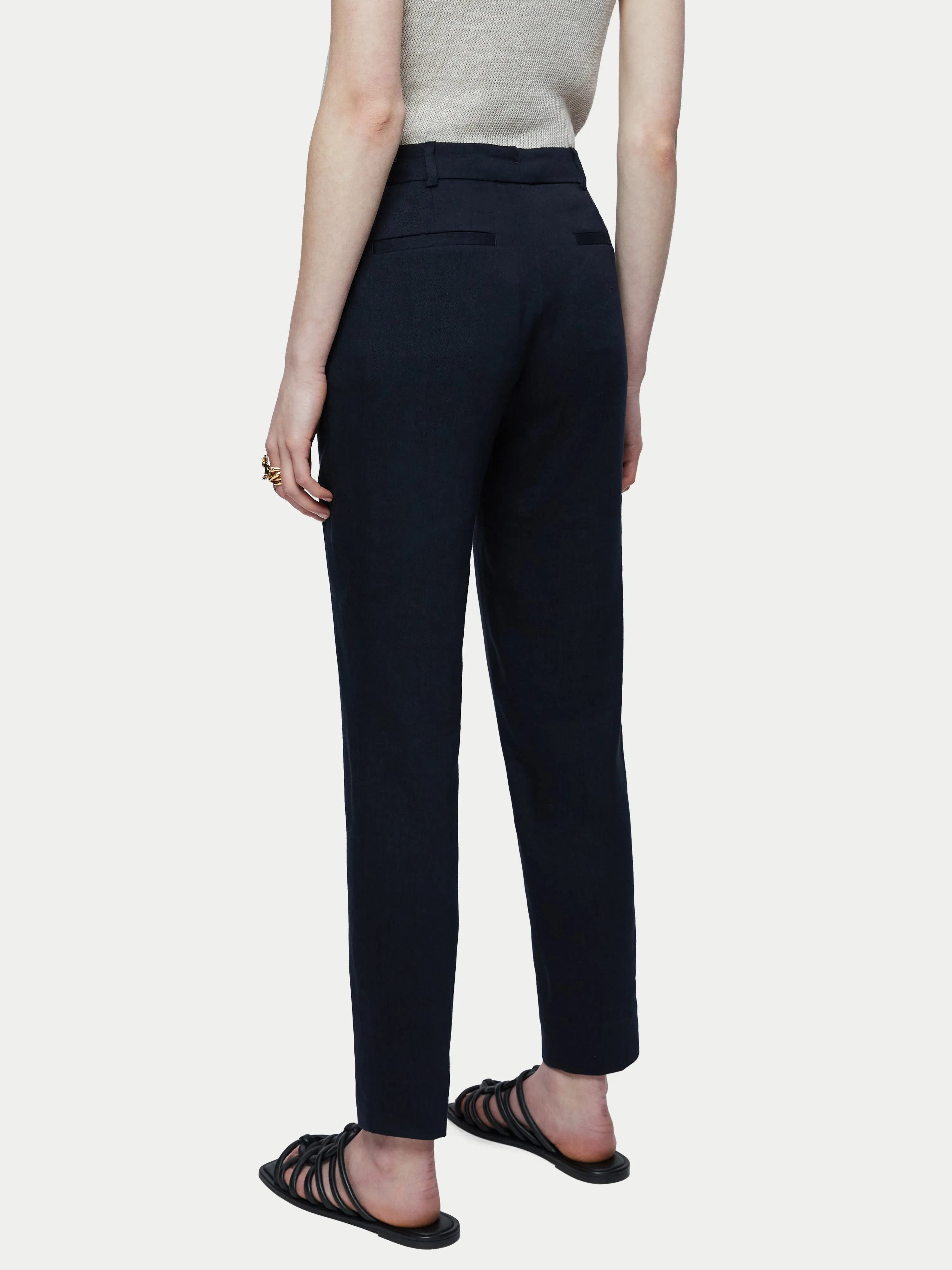 Portofino Linen Trouser | Navy sold by Jigsaw product image thumbnail 5