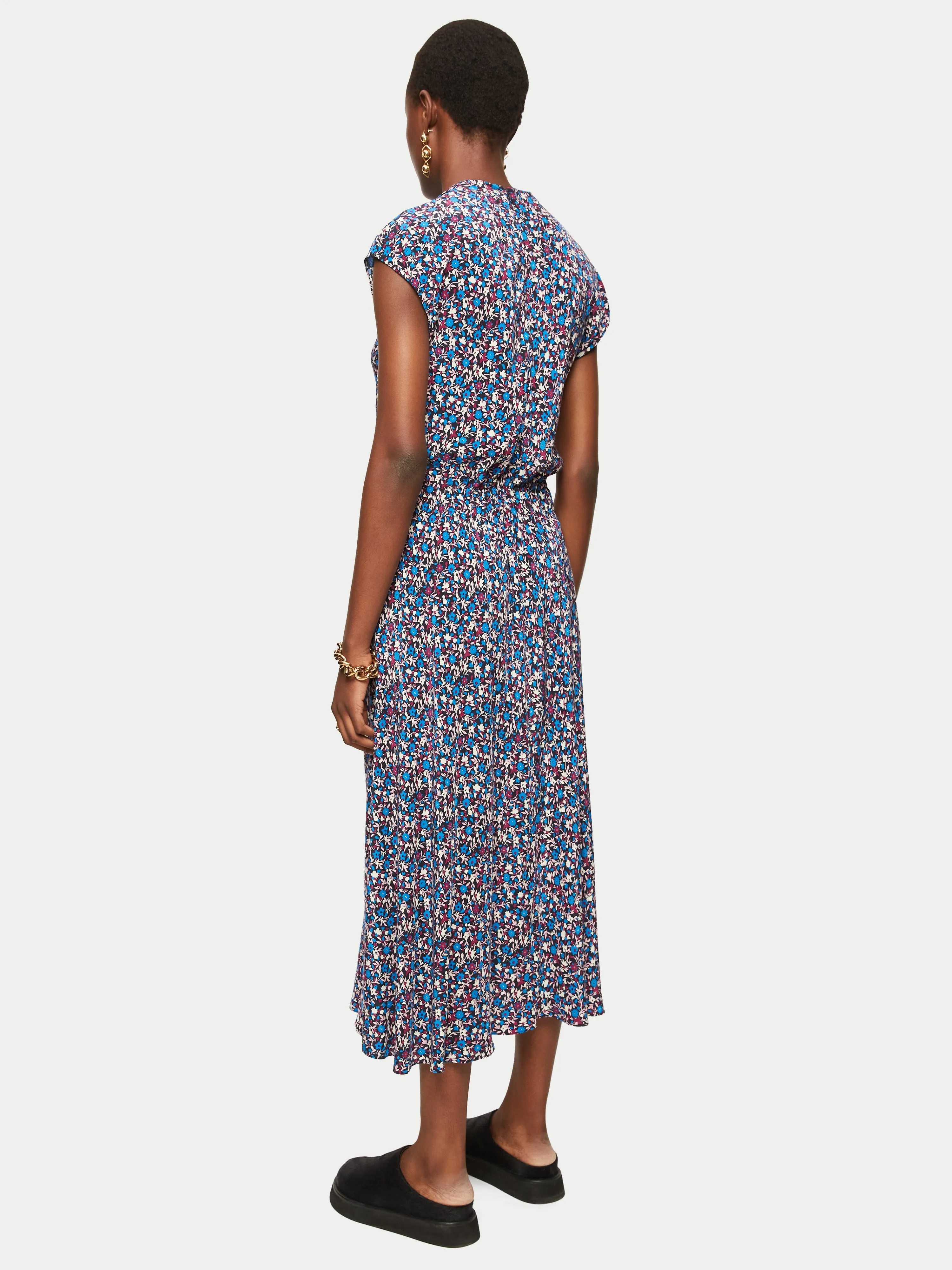 Etoile Ditsy Cowl Neck Dress | Blue sold by Jigsaw product image thumbnail 4