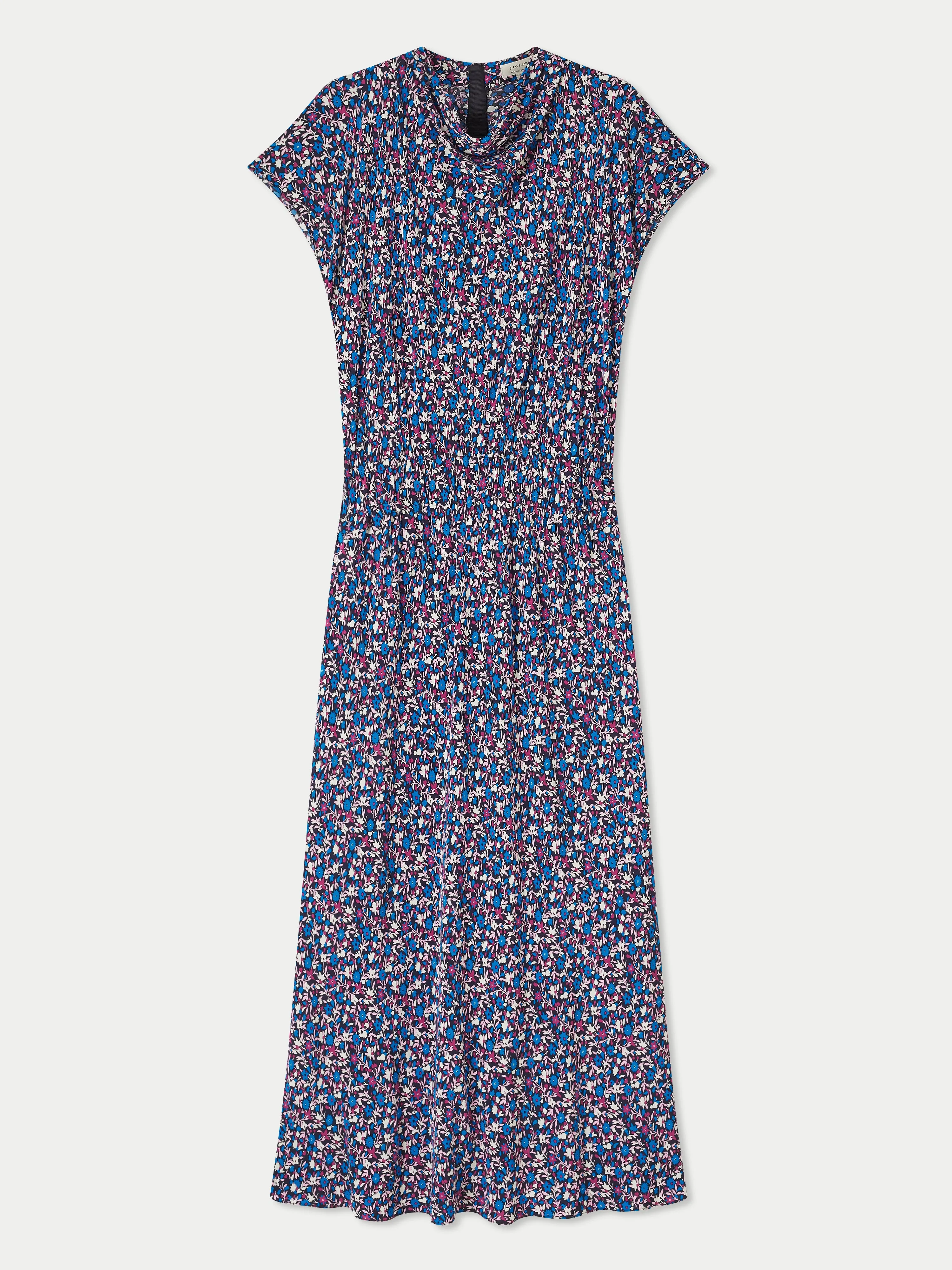 Etoile Ditsy Cowl Neck Dress | Blue sold by Jigsaw product image thumbnail 5