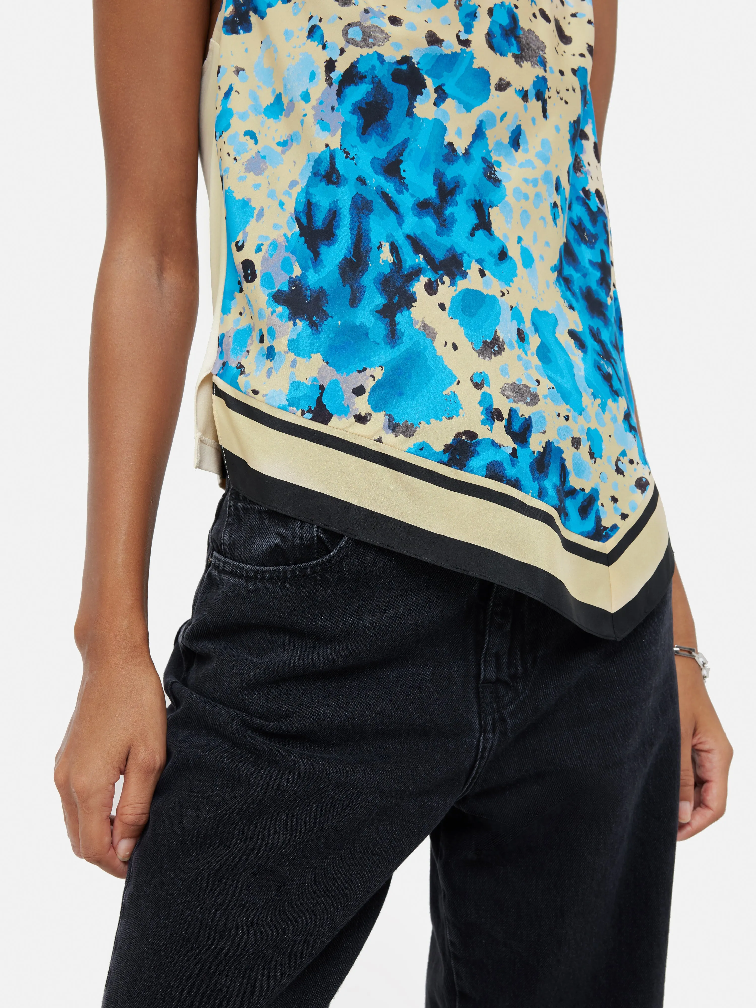 Clouded Leopard Silk Front Top | Blue sold by Jigsaw product image thumbnail 4