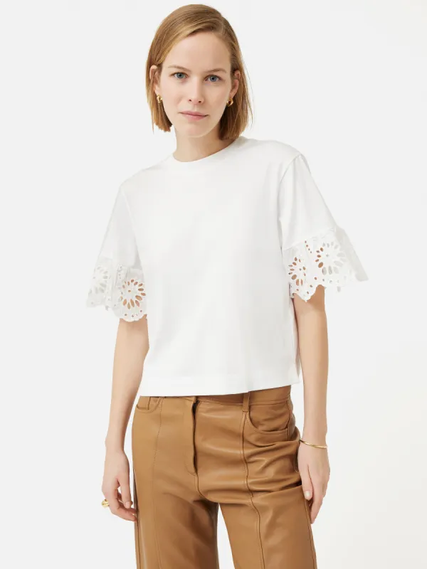 Broderie Anglaise Boxy T-shirt | White sold by Jigsaw