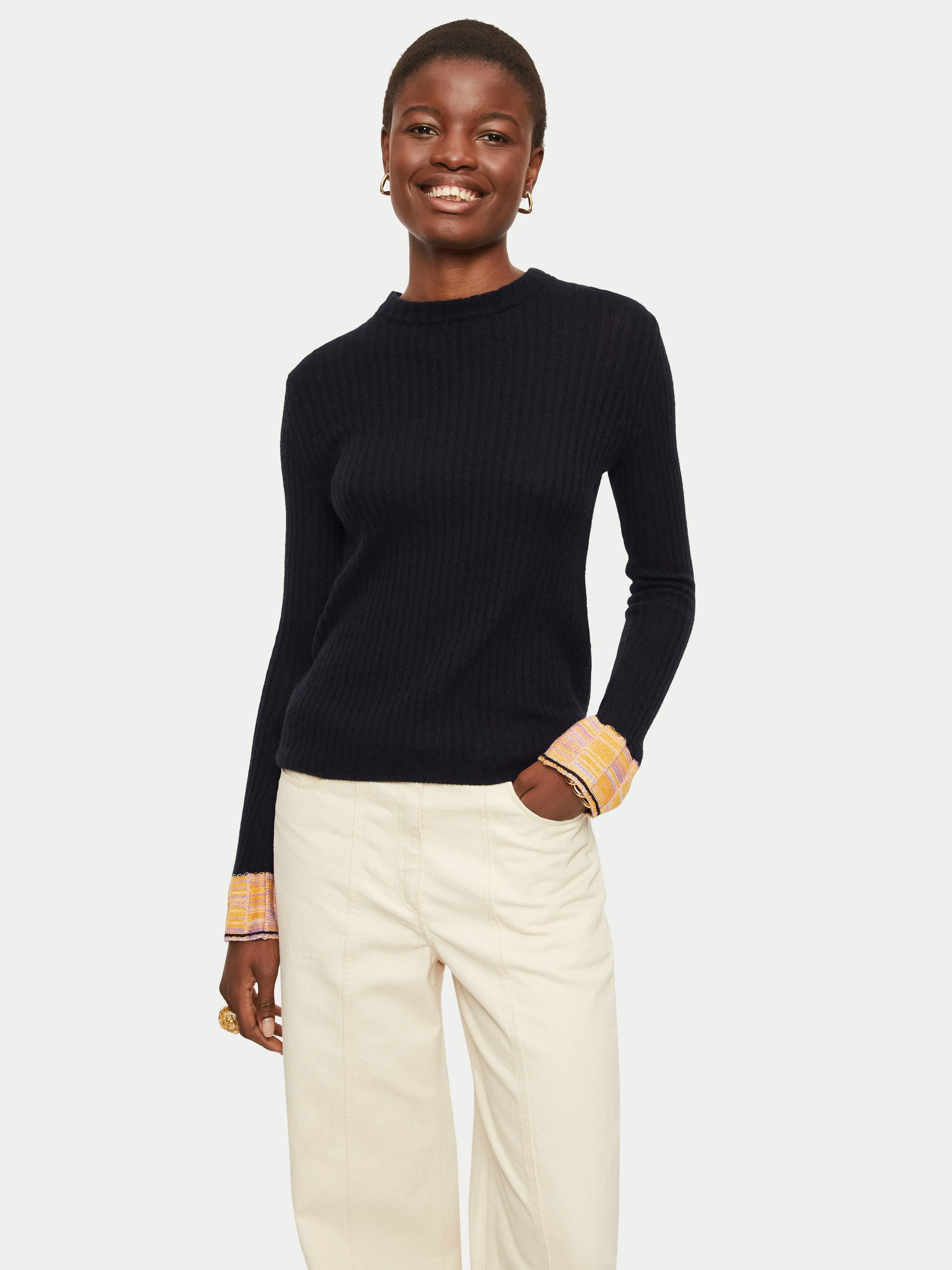 Merino Cashmere Crew Jumper | Black sold by Jigsaw
