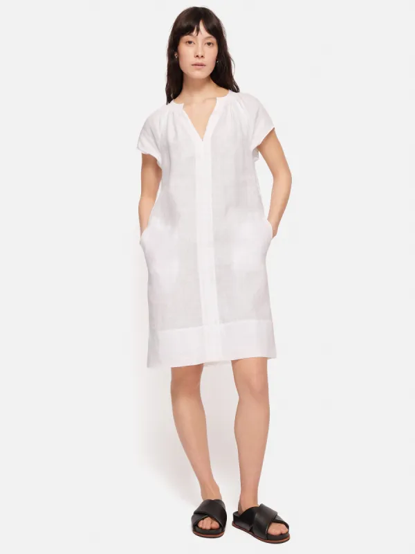 Linen Smocked T-shirt Dress | White sold by Jigsaw