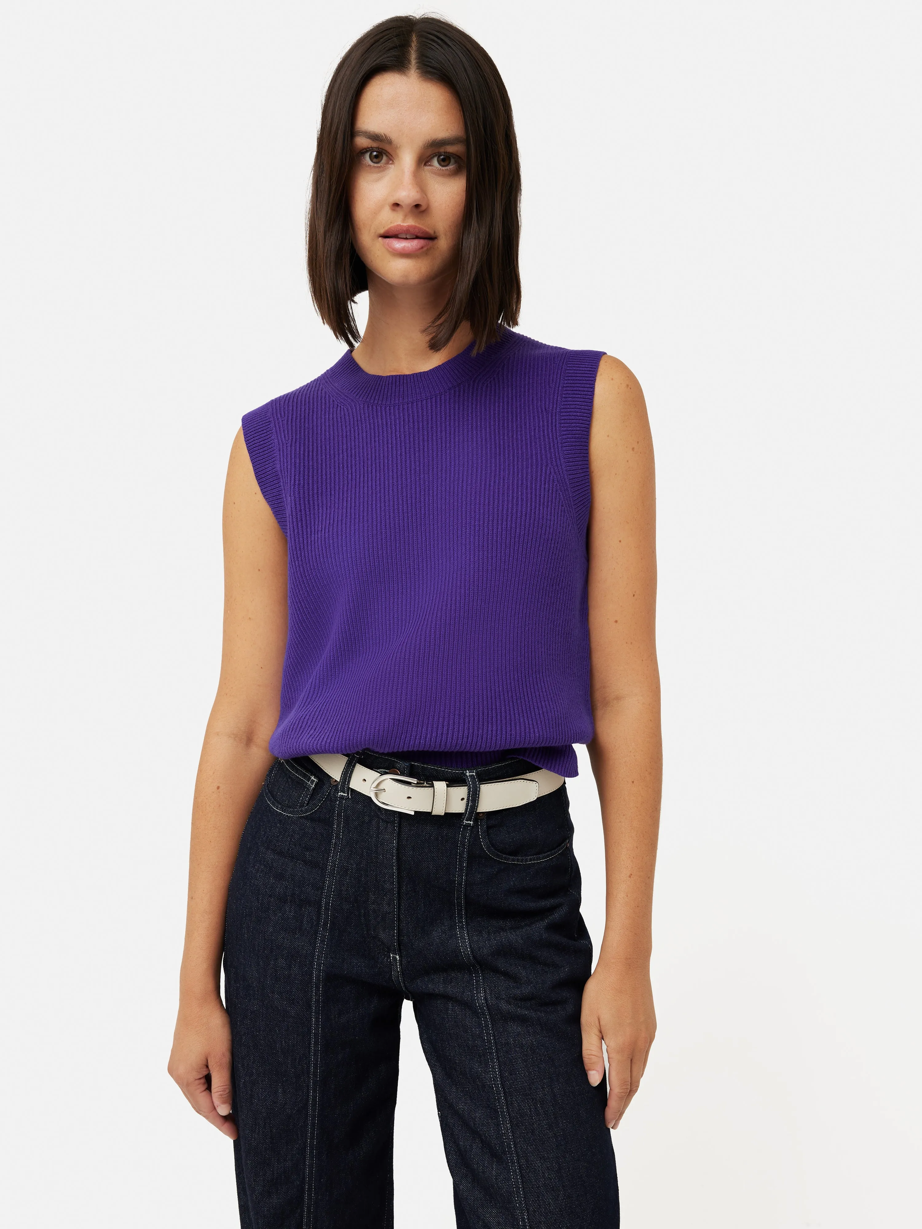 Cotton Blend Crew Tank | Purple sold by Jigsaw