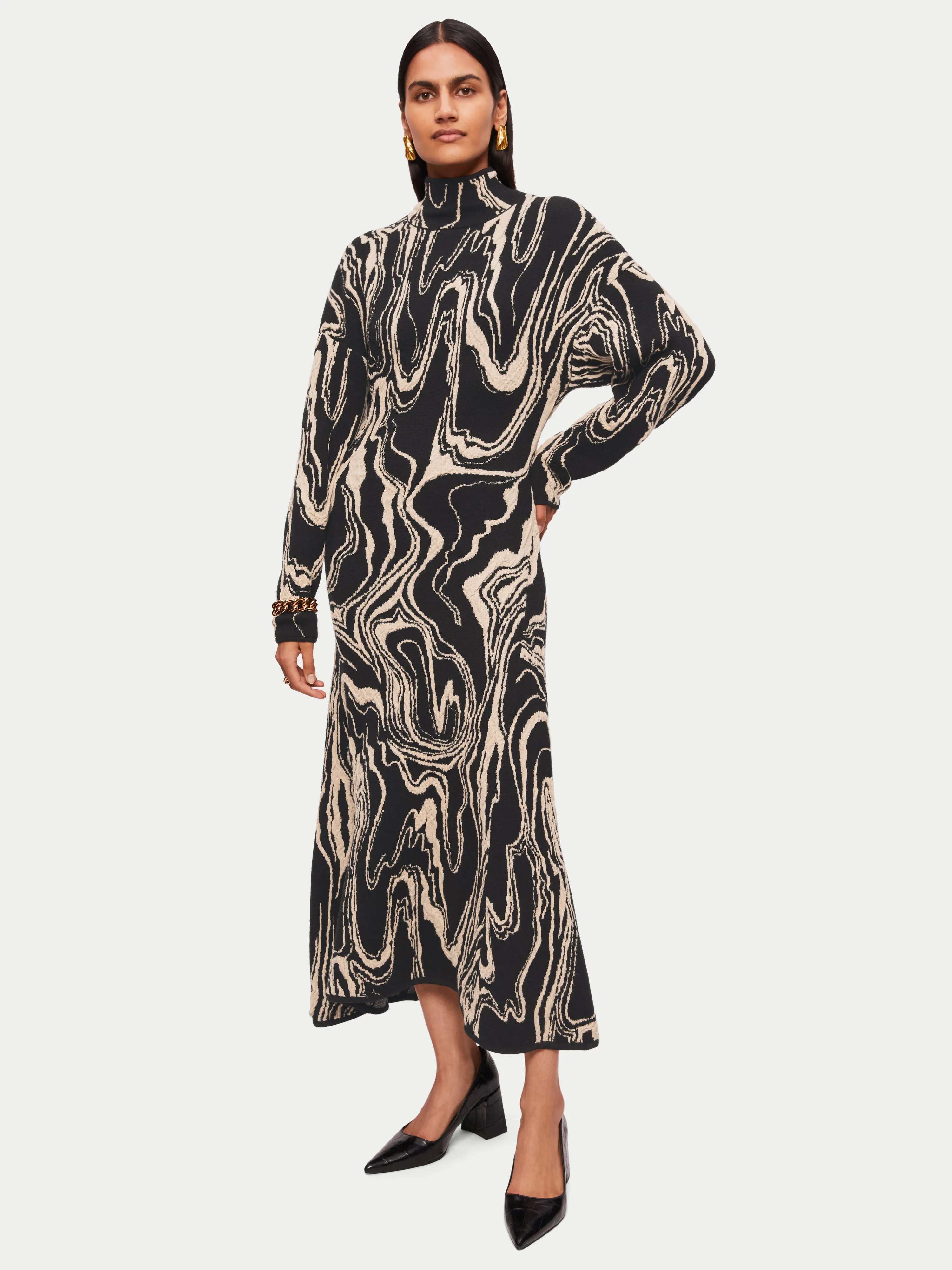 Rock Swirl Knitted Dress | Black sold by Jigsaw product image thumbnail 2