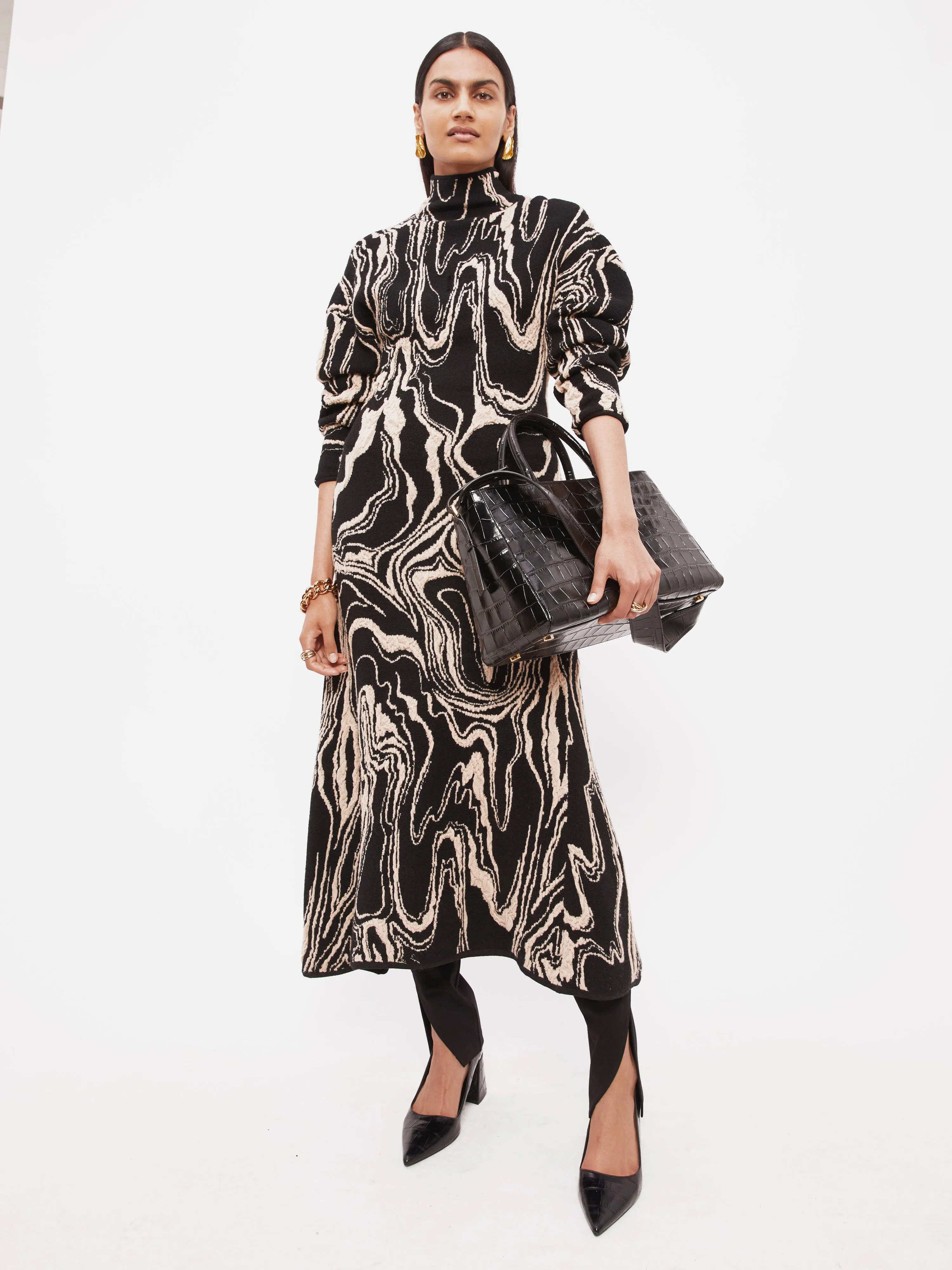 Rock Swirl Knitted Dress | Black sold by Jigsaw