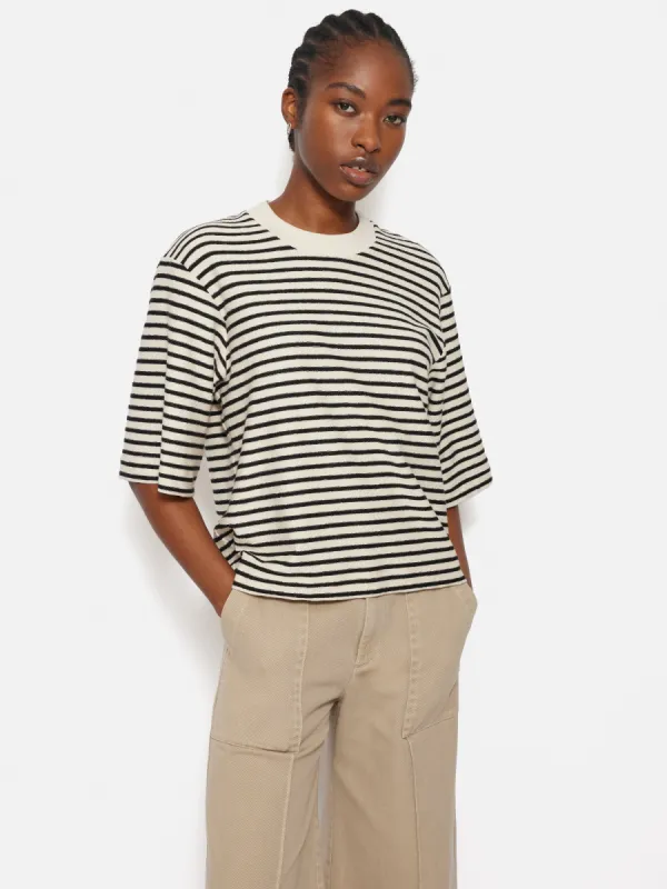 Stripe Textured T-shirt | Navy sold by Jigsaw