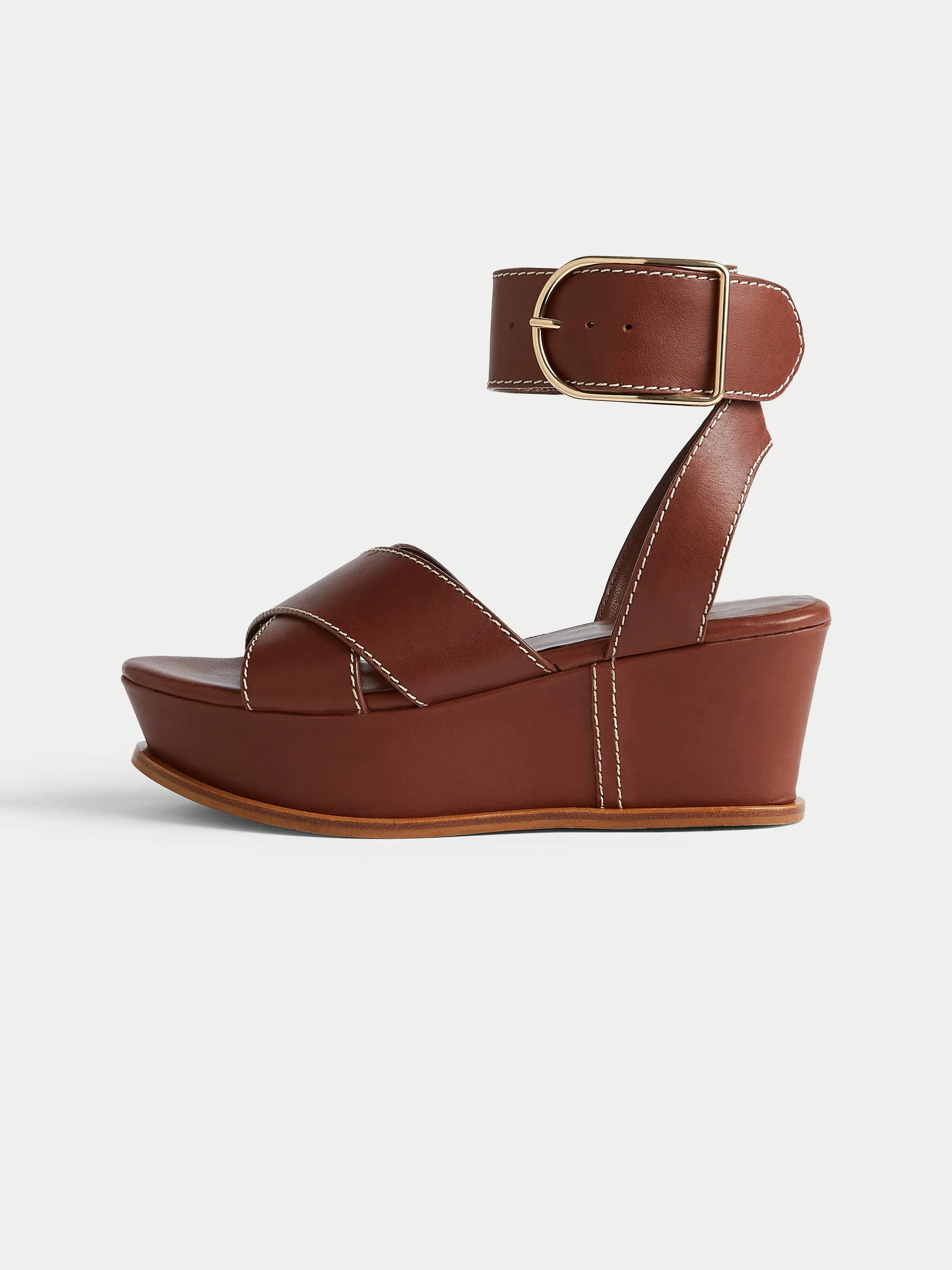 Ives Leather Wedge | Tan sold by Jigsaw