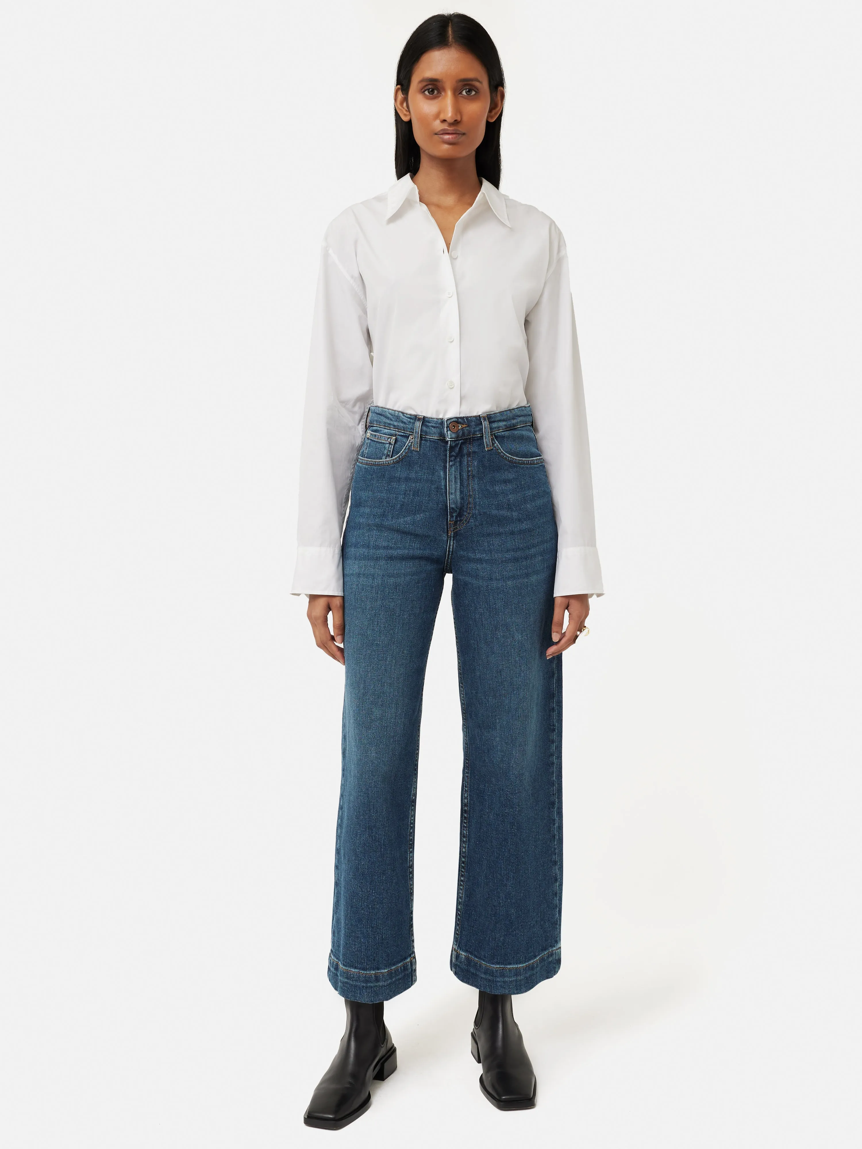 Tyne Wide Leg Cropped Jean | Vintage Mid Blue sold by Jigsaw product image thumbnail 2