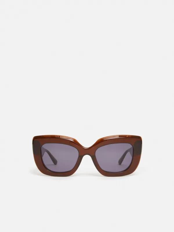 Woodley Square Cats Eye Sunglasses | Brown sold by Jigsaw